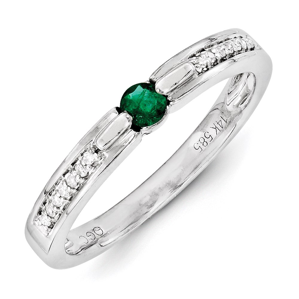 14K White Gold Ring Band Mother's & Family Semi Mount Diamond center Stone Mounting 4 mm