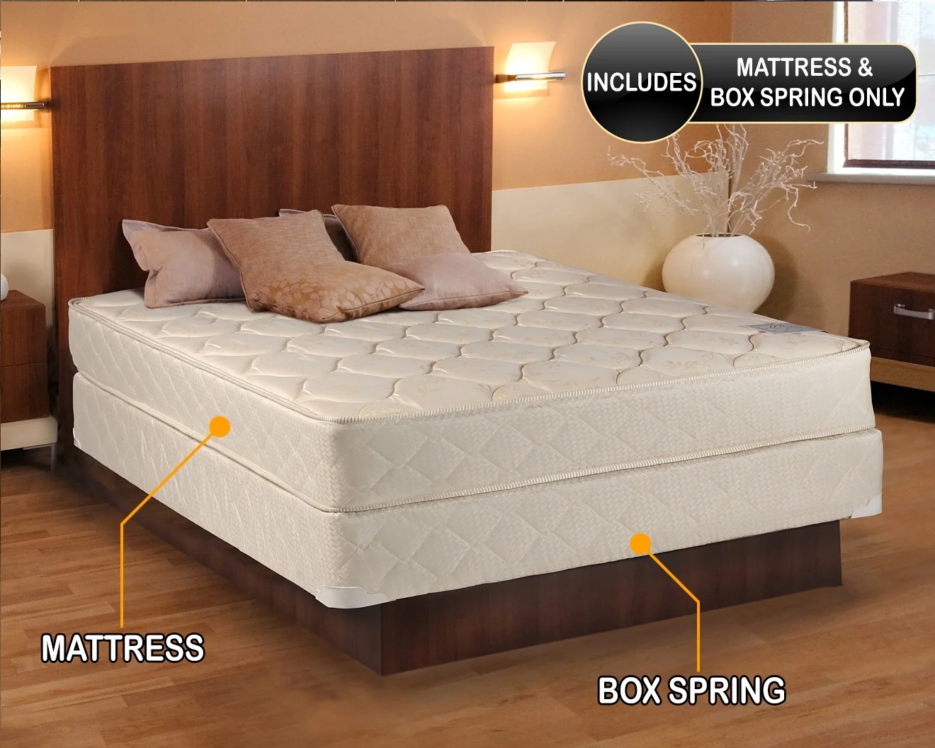 Dream Sleep Comfort Classic Gentle Firm One-Sided Mattress and Box Spring Set - Orthopedic, Fully Assembled, Long Lasting Comfort by Dream Solutions USA (Full 54