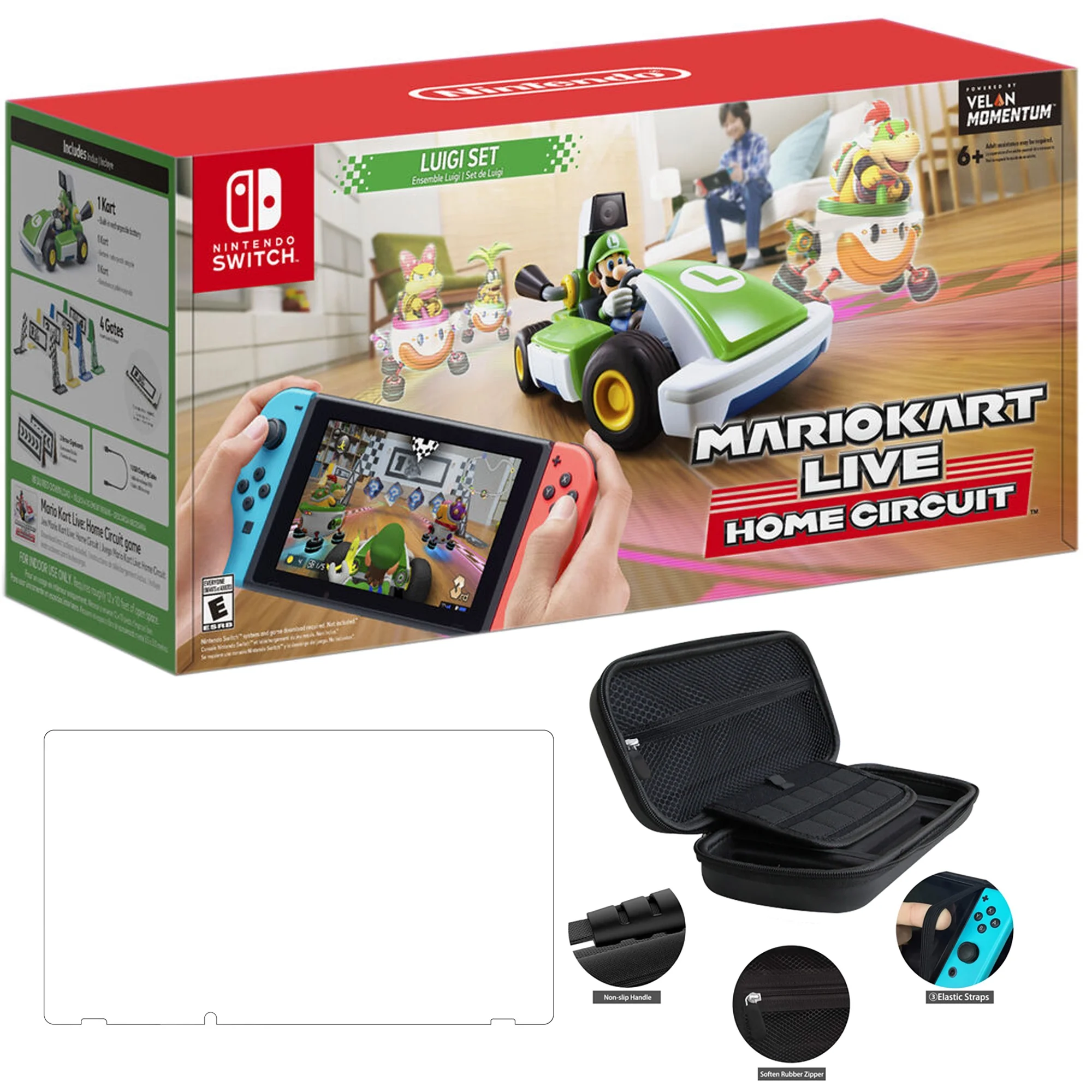 Nintendo 2020 Newest - Mario Kart Live Home Circuit - Luigi Set Edition - Holiday Family Christmas Gaming 3-in-1 Carrying Case Bundle for Nintendo Switch & Switch Lite- Green (Console Not Included)