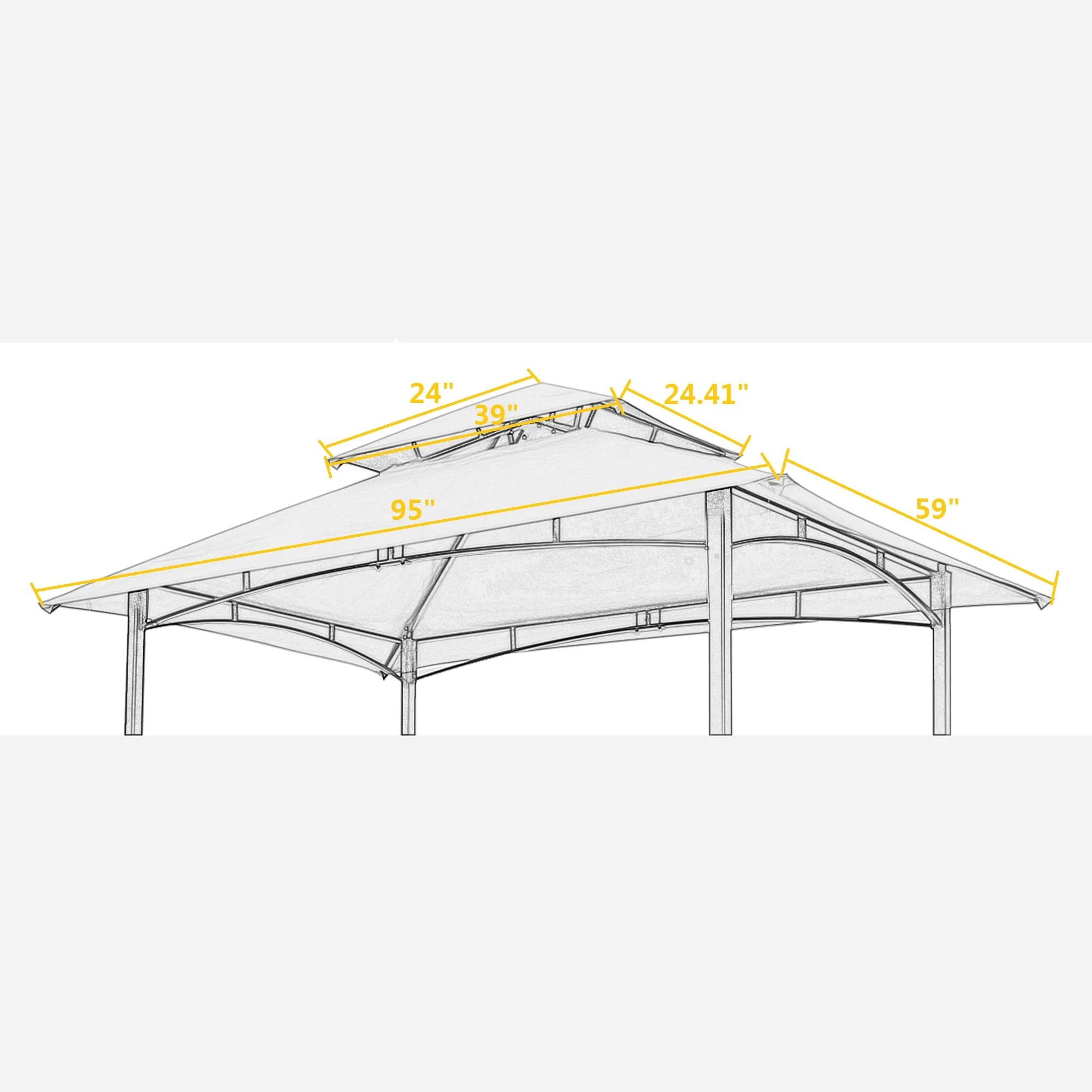 CoSoTower 8X5Ft Grill Gazebo Replacement Canopy, Double Tiered Bbq Tent Roof Top Cover