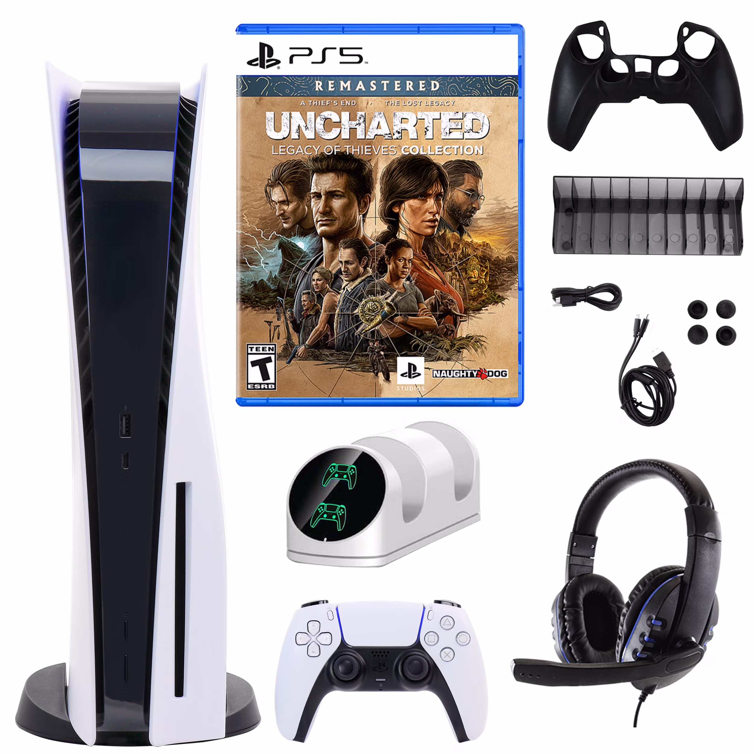 Sony PlayStation 5 Core with Uncharted Legacy and Accessories Kit (PS5, PlayStation Disc Version)