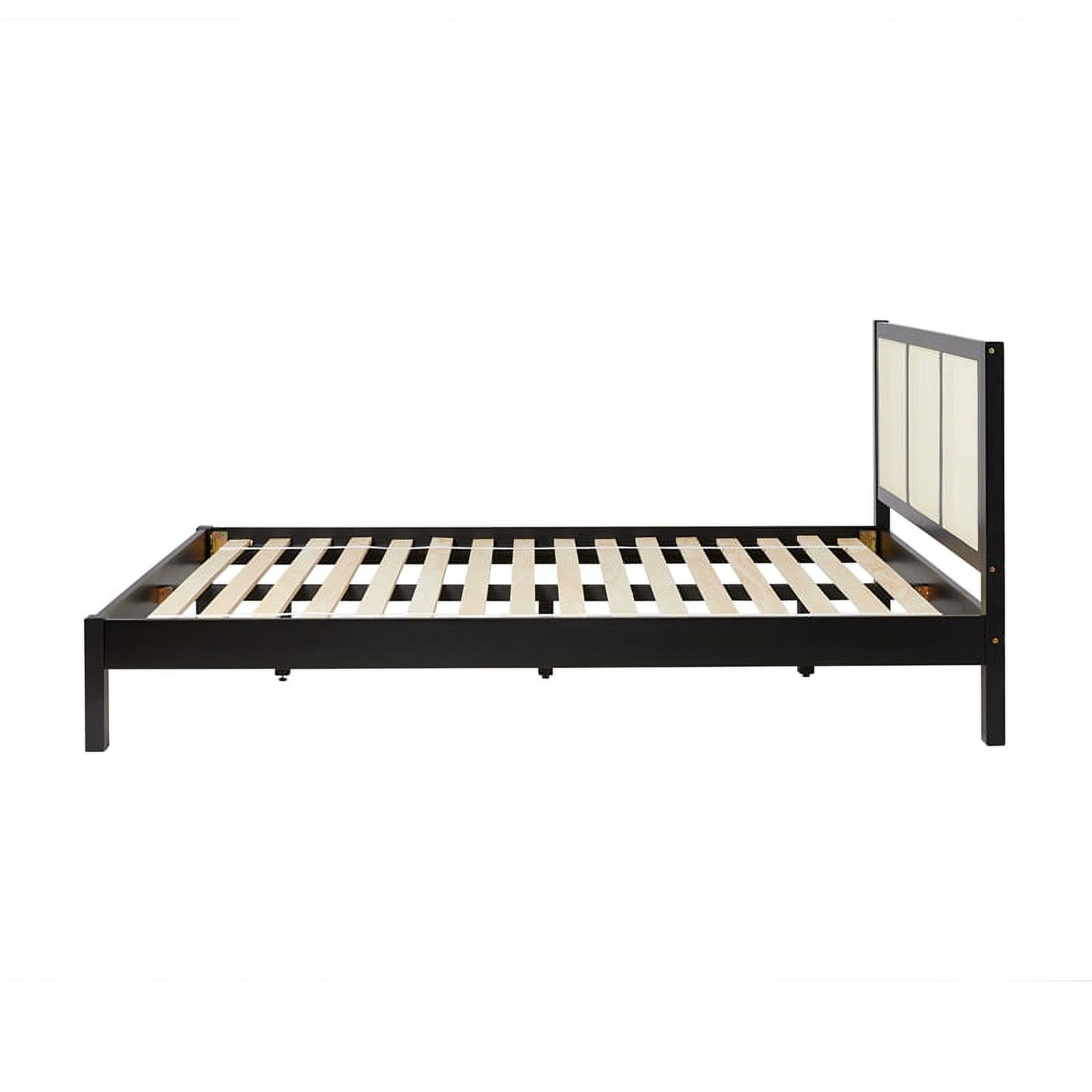 Pemberly Row Solid Wood Rattan Headboard Queen Bedframe - Black