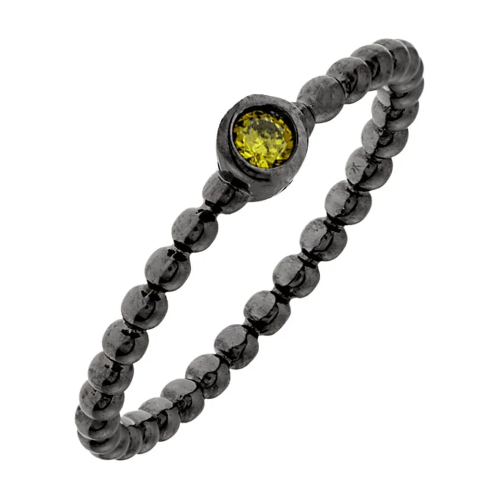 18k Black Gold Plated Red Stone Stackable Fashion Ring