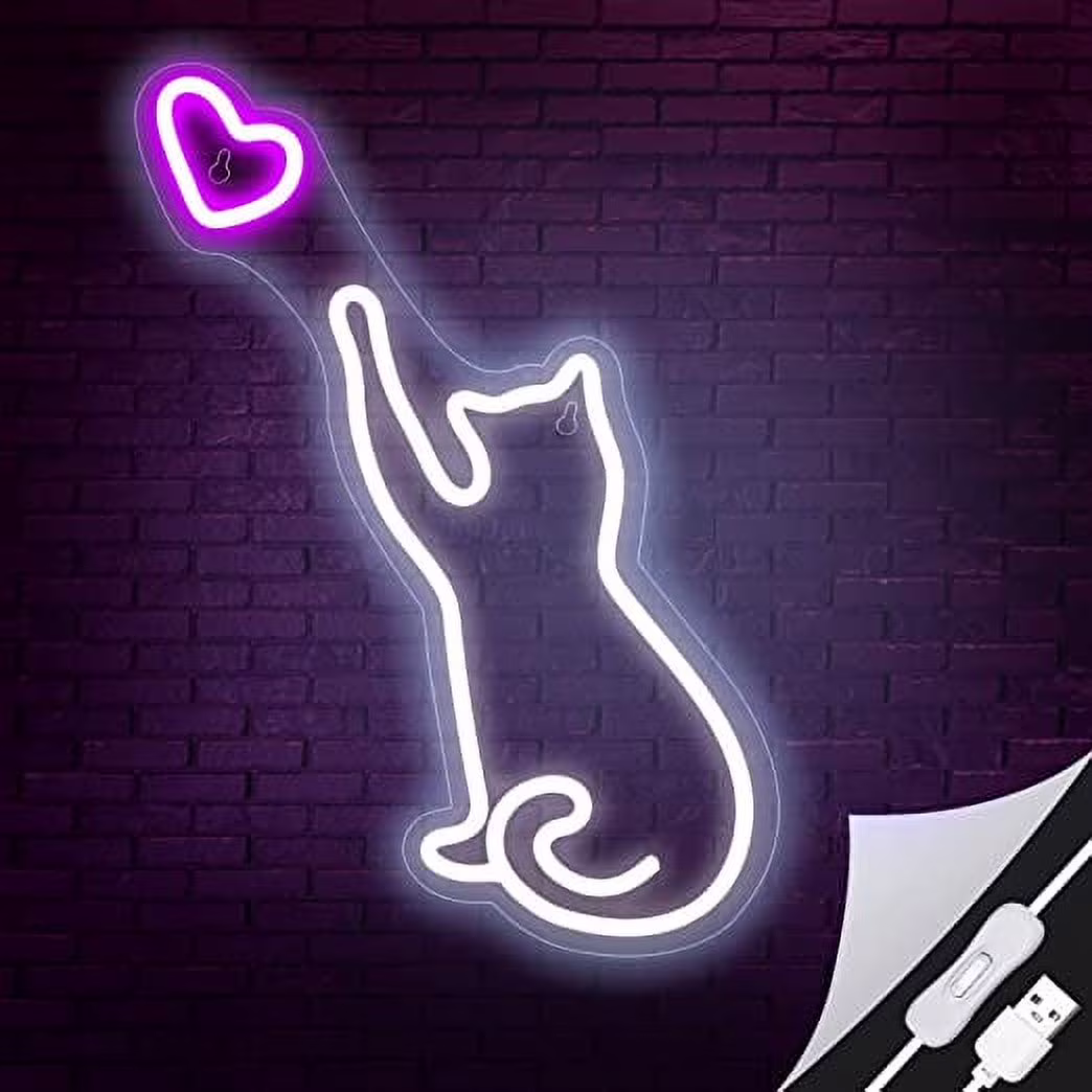 Wanxing Cat LED Neon Light Signs USB Power for Bedroom Home Men's Cave Bar Wedding Party Decoration