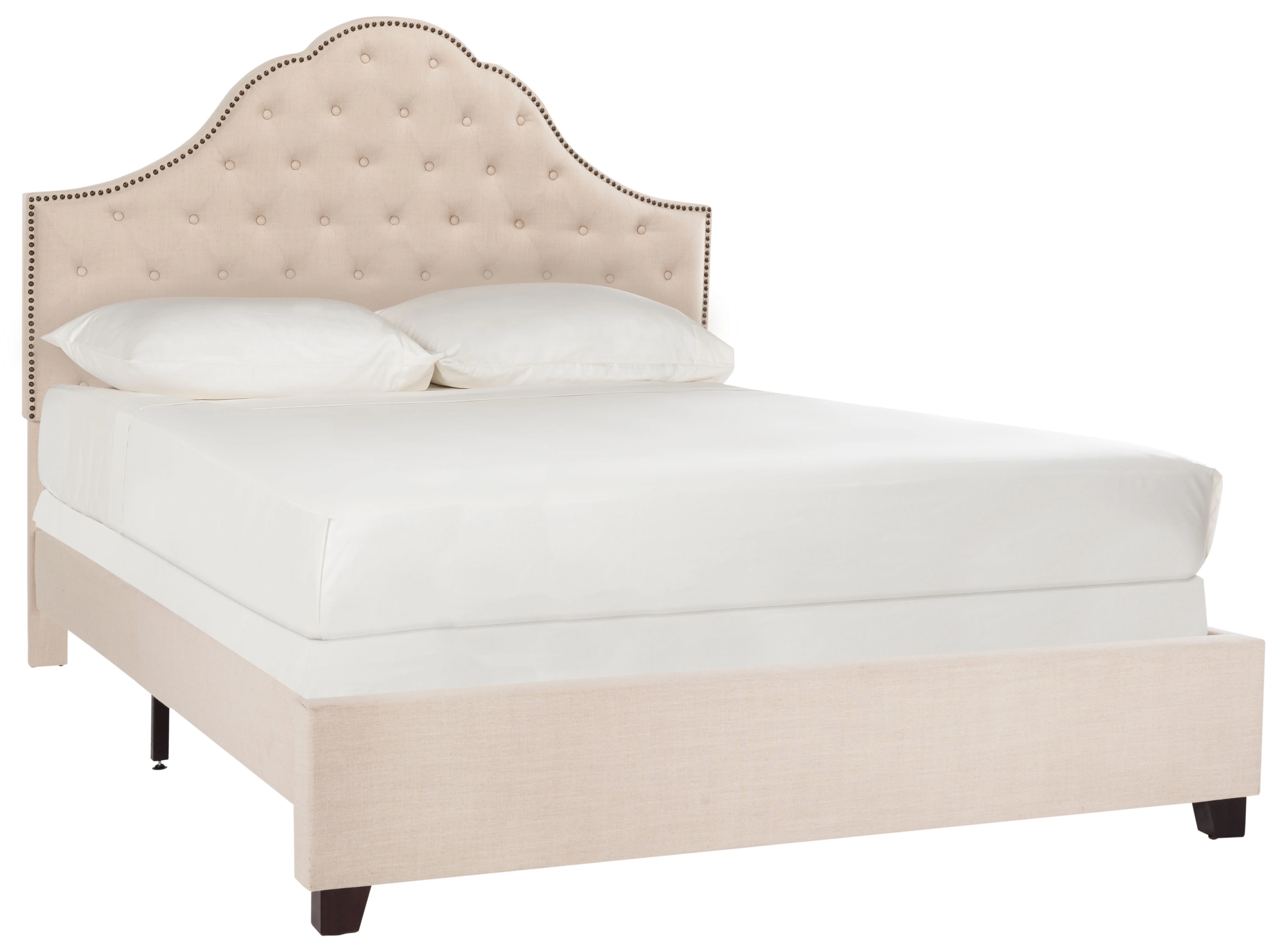 SAFAVIEH Beckham Modern Glam Tufted Headboard with Nail Heads, Queen, Beige