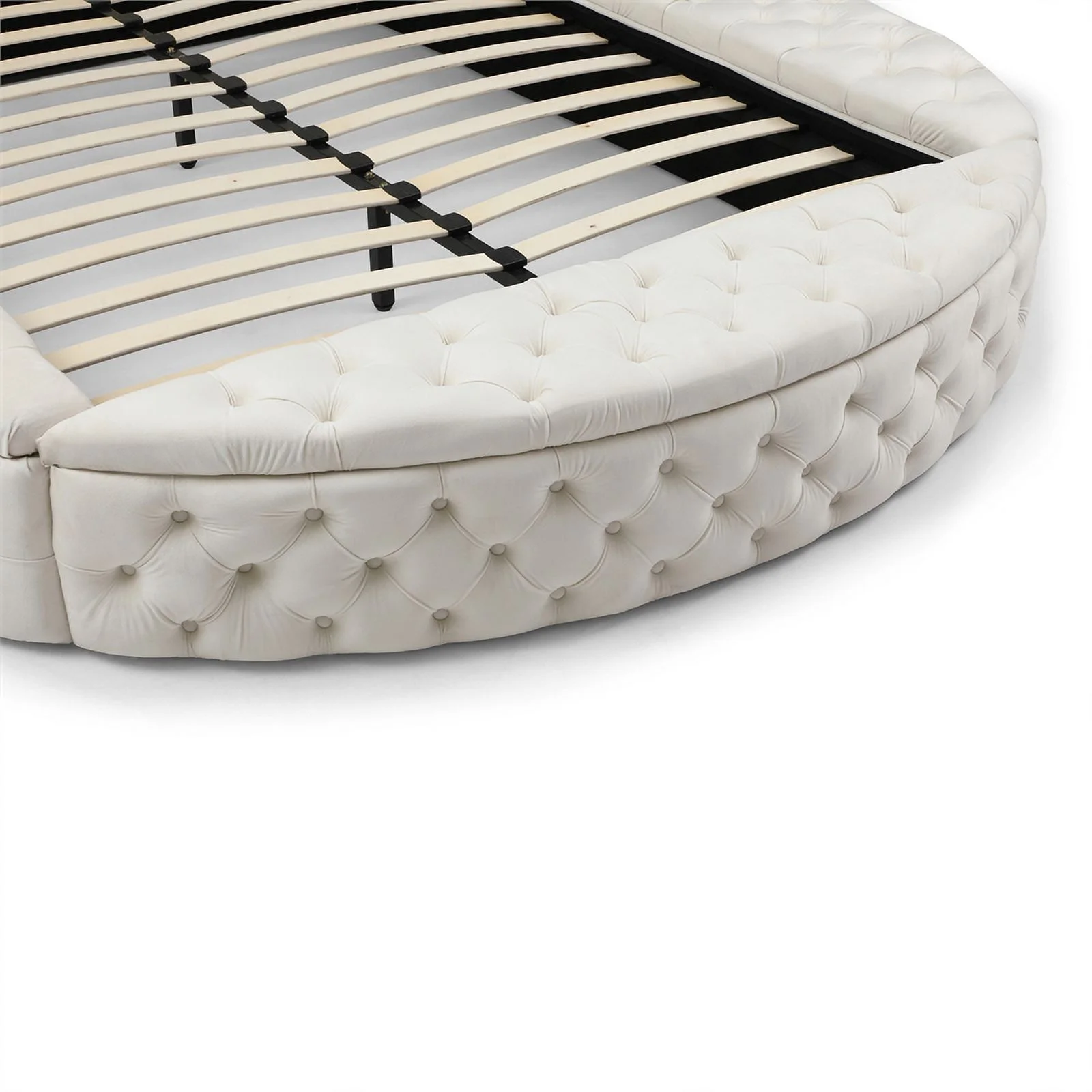 Home Square 2-Piece Set with Upholstered King Bed & 5 Drawer Chest in Cream