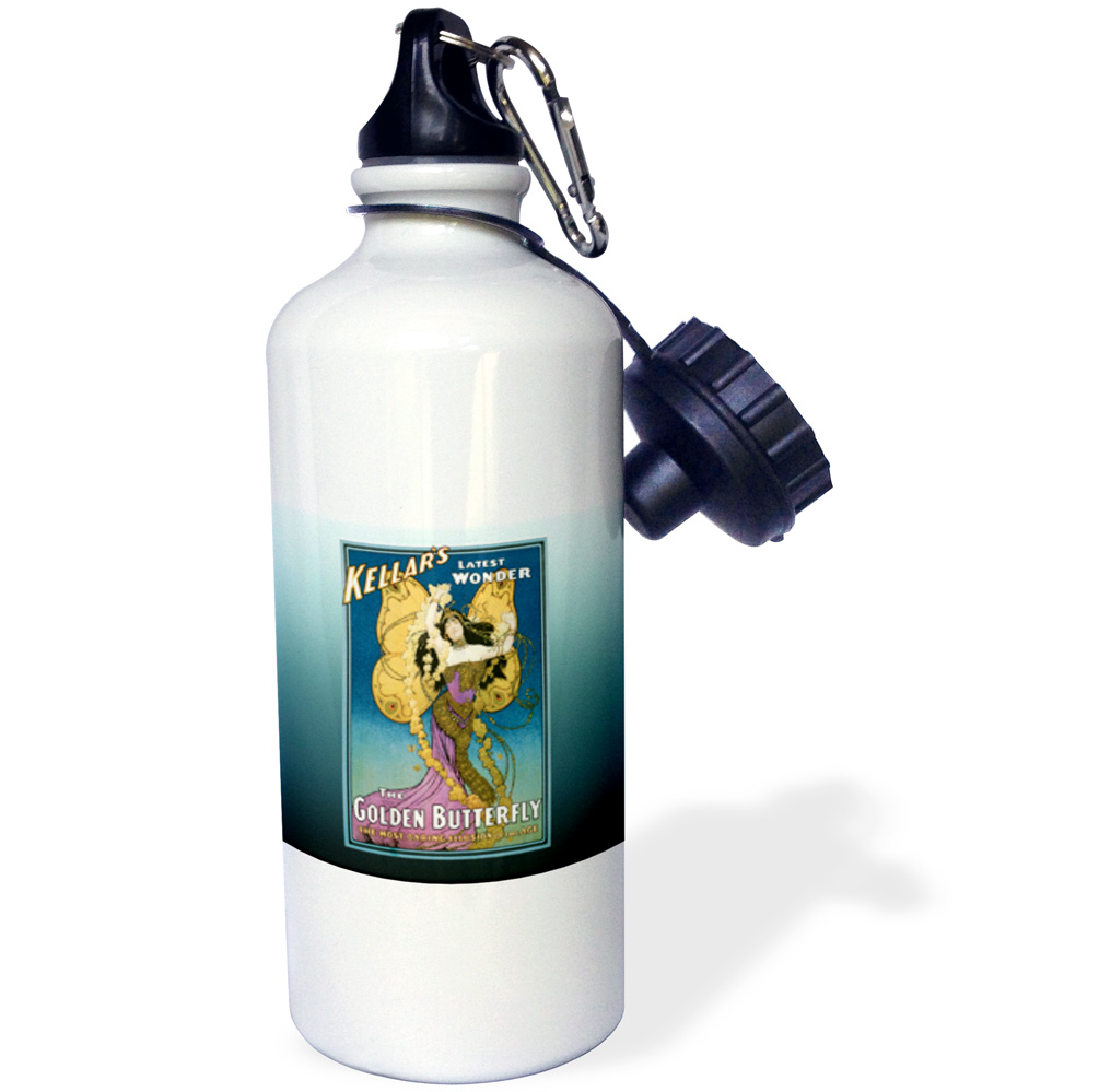 Vintage Kellars Latest Wonder The Golden Butterfly Illusion Magician Poster 21 oz Sports Water Bottle wb-114156-1