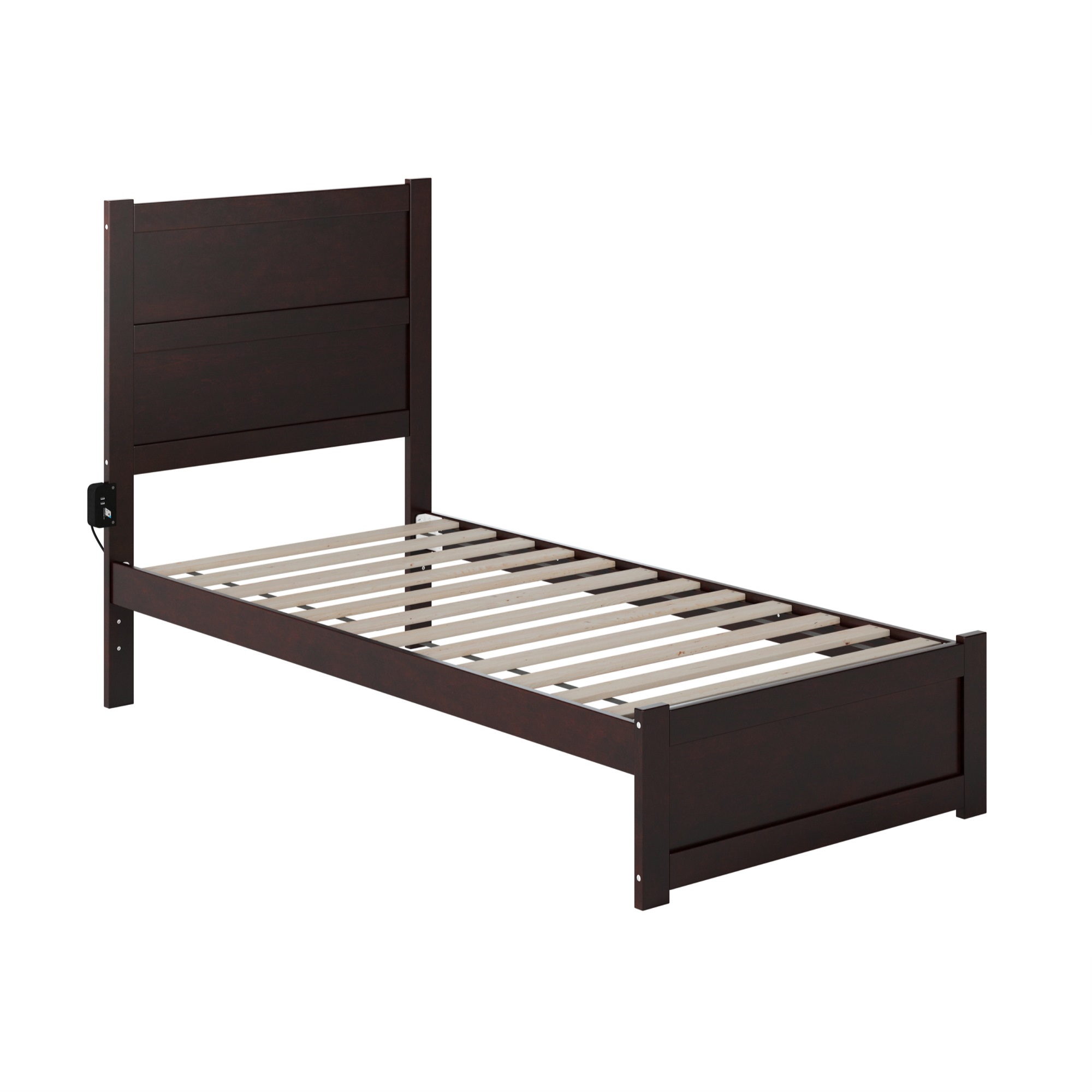 AFI NoHo Twin Solid Wood Bed with Footboard in Espresso