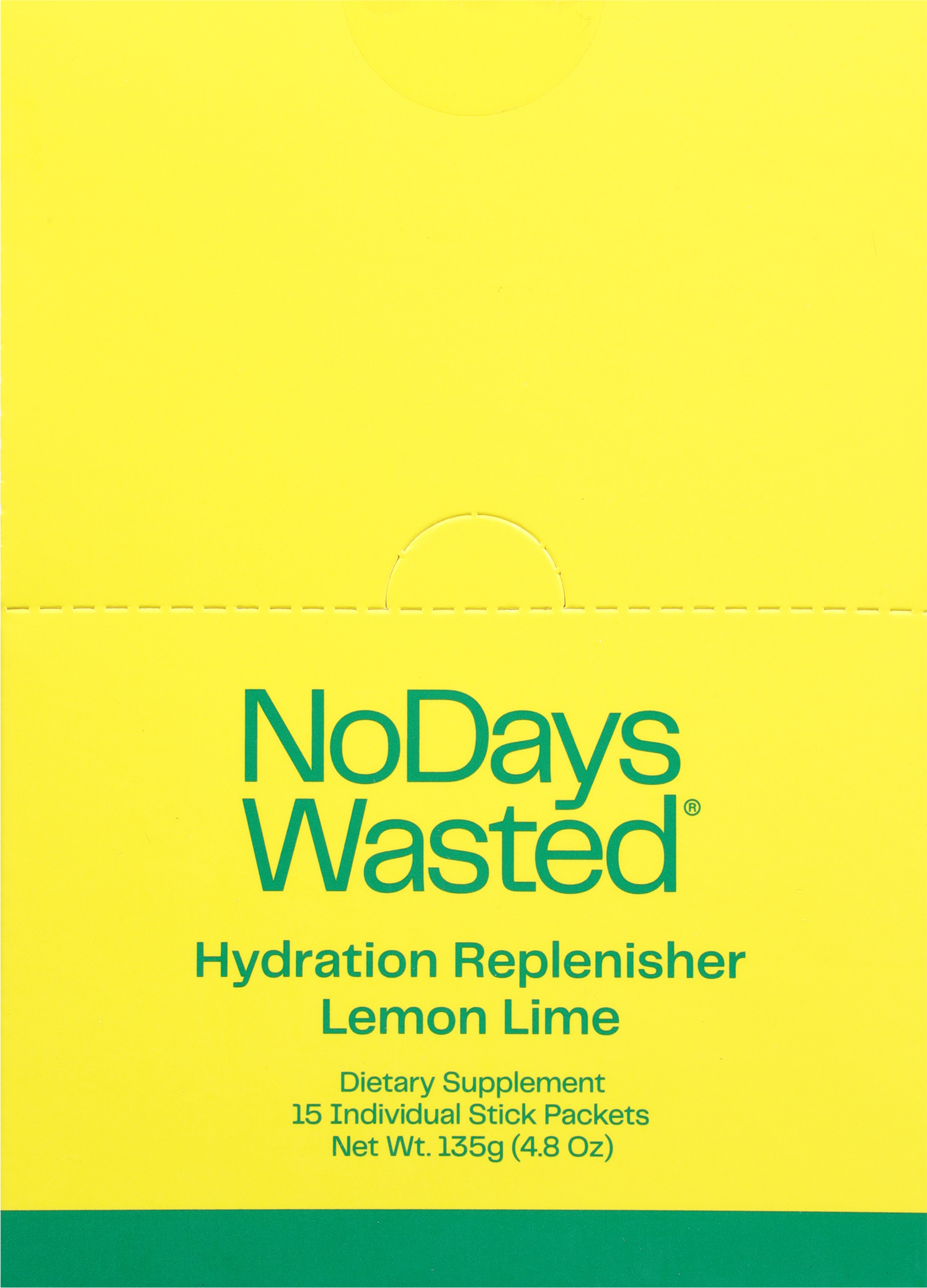 Hydration Replenisher - No Days Wasted - 15 packets - Electrolyte Powder Drink Mix - Lemon Lime - Sodium and Potassium for Rehydrating Plus Vitamins for Support (15 Count)