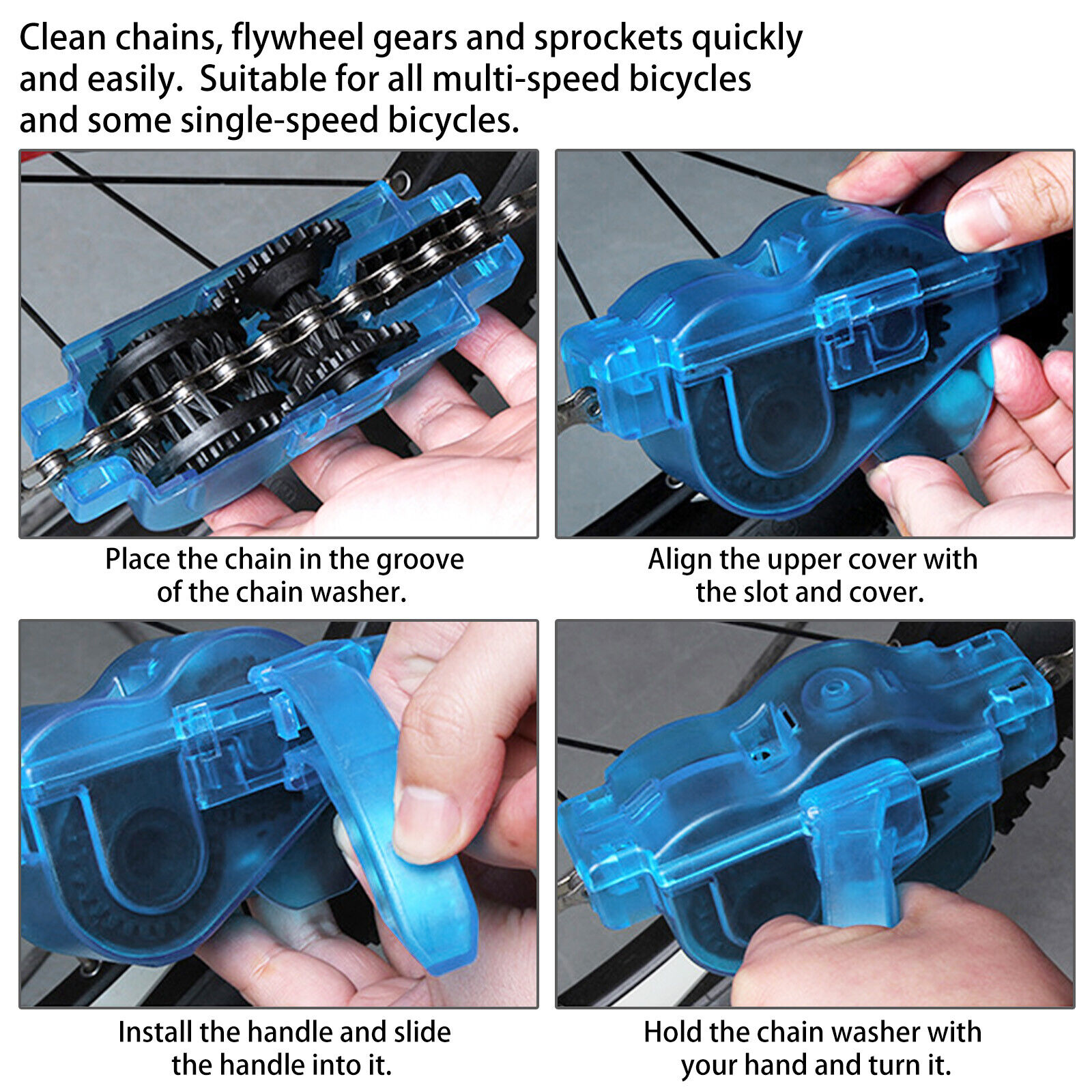 Bicycle Chain Cleaner Bike Wash Tool Cycling Scrubber Cleaning Brushes Wheel Set
