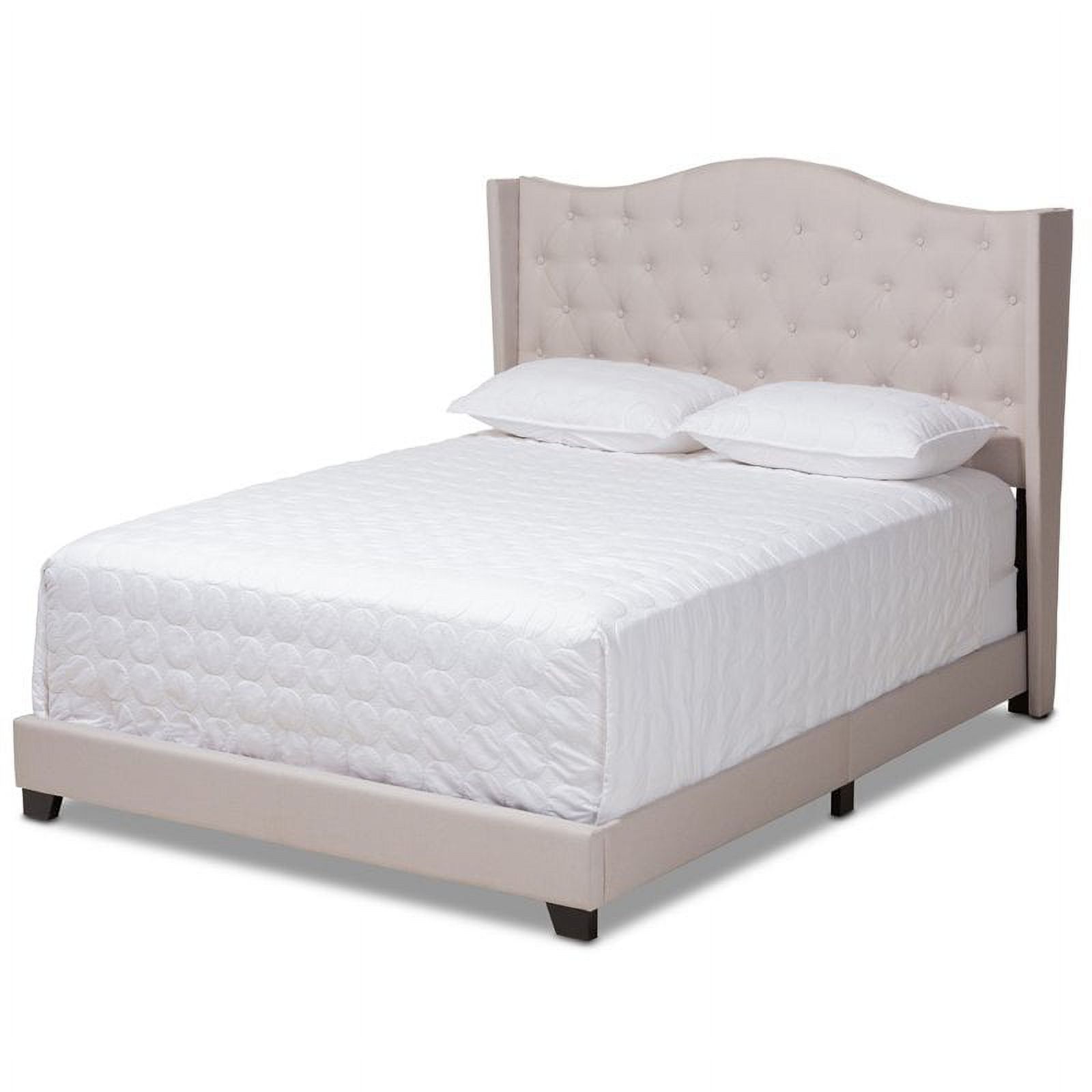 Bowery Hill Modern Upholstered Fabric Tufted King Size Bed in Beige