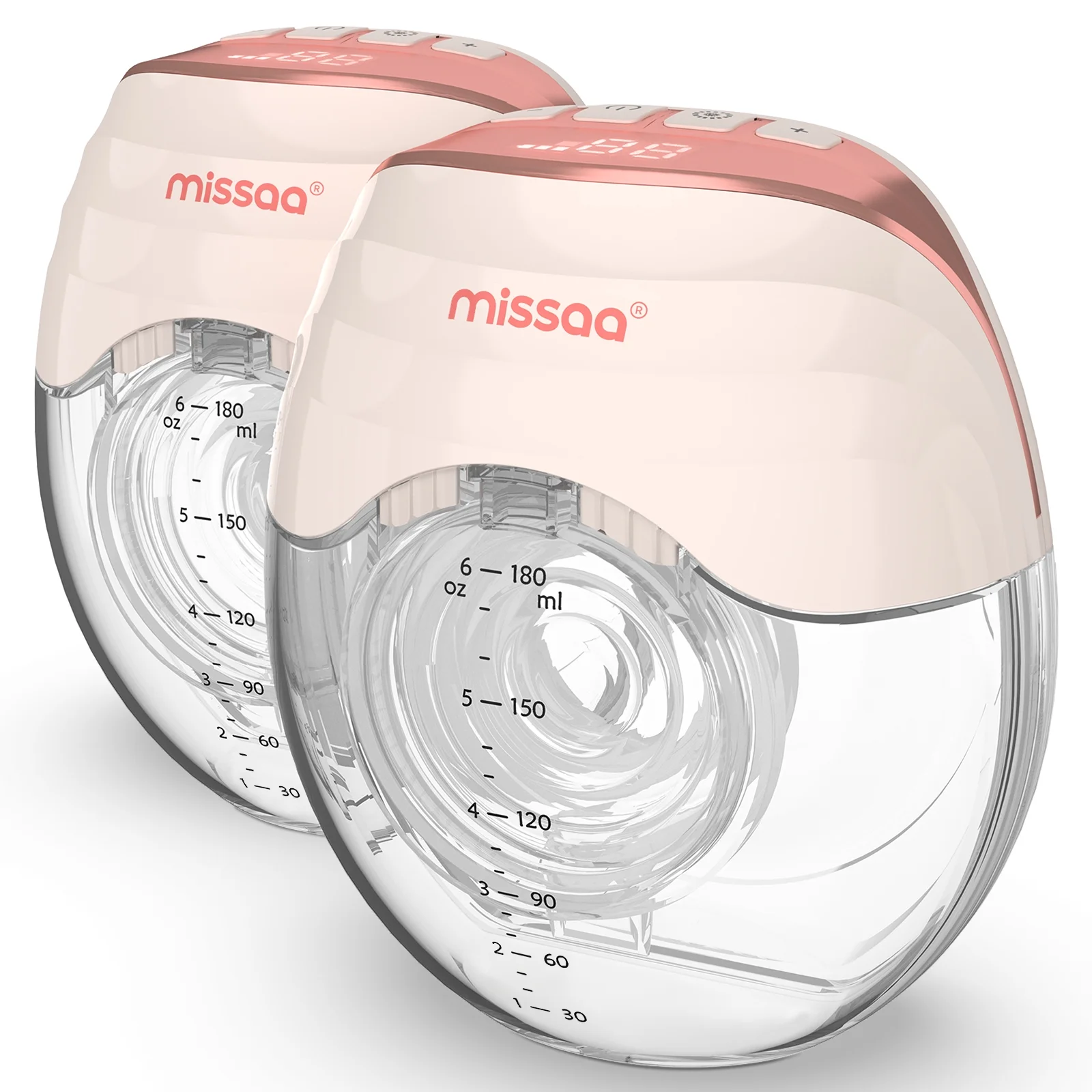 MISSAA Wearable Breast Pump Electric Portable Breast Pump Double Hand Free Breast Pump with 3 Modes & 8 Levels Fits for Most Size (13-27mm), Pink