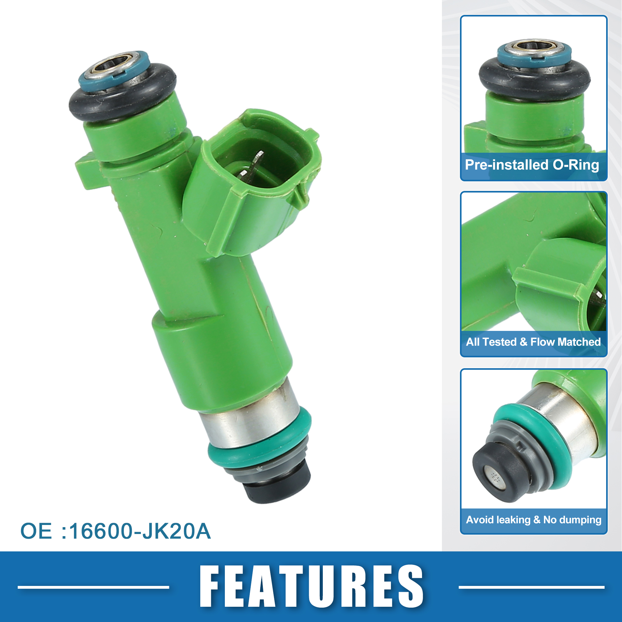 Unique Bargains Fuel Injector No.16600JK20A Fuel Injection Nozzle for Nissan Pathfinder 14-20 3.5L Green 6 Pcs