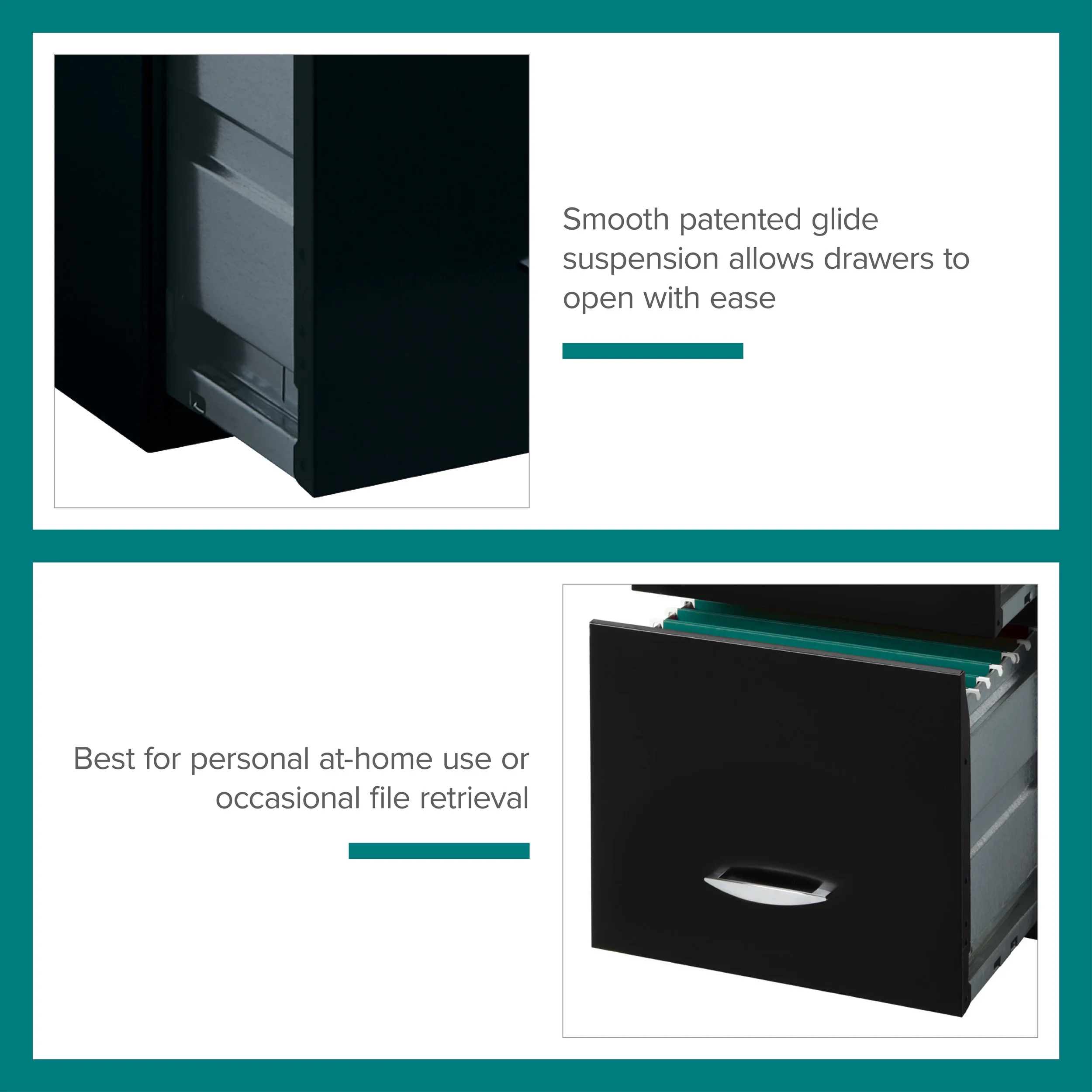 Space Solutions 3 Drawer Letter Width Vertical File Cabinet with Pencil Drawer, Black