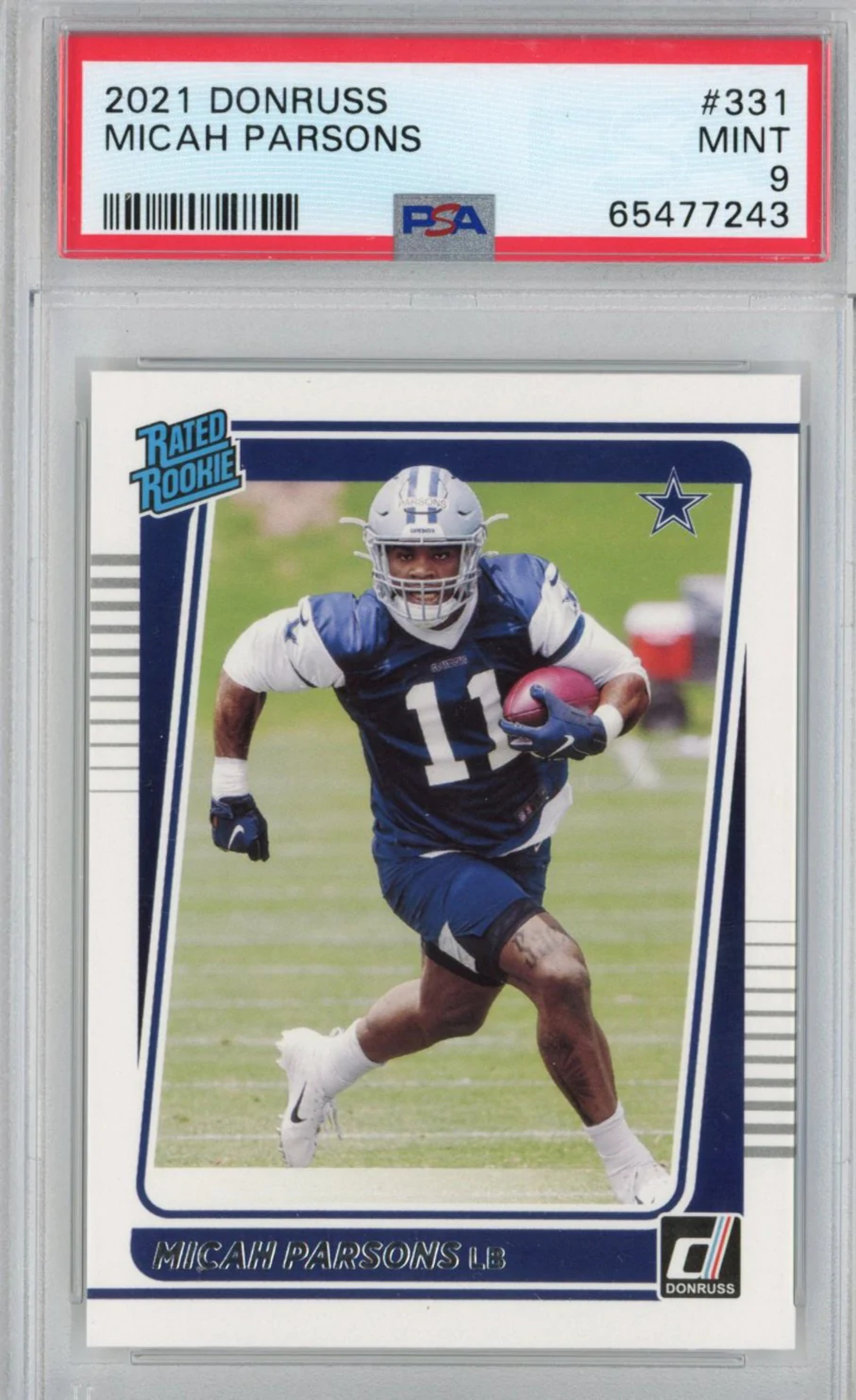 Graded 2021 Panini Donruss Micah Parsons #331 Rated Rookie RC Football Card PSA 9 Mint