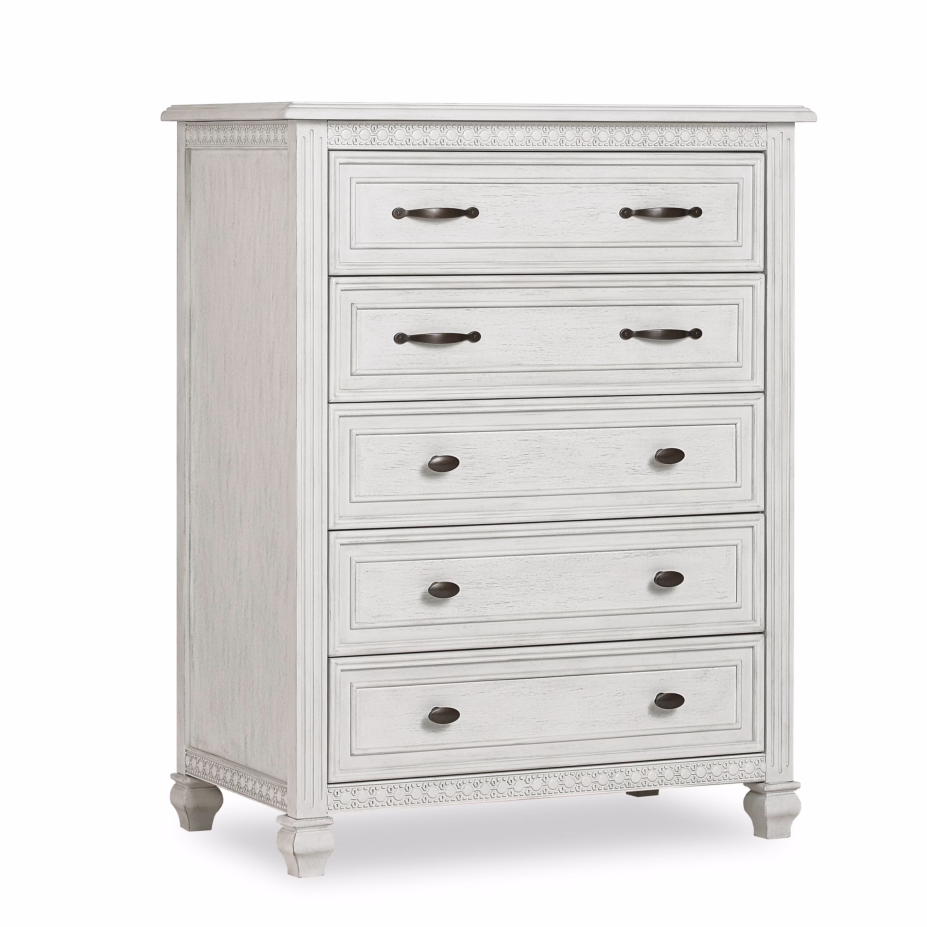 Evolur Madison Tall Chest, Antique Grey Mist, 5 Spacious Drawers