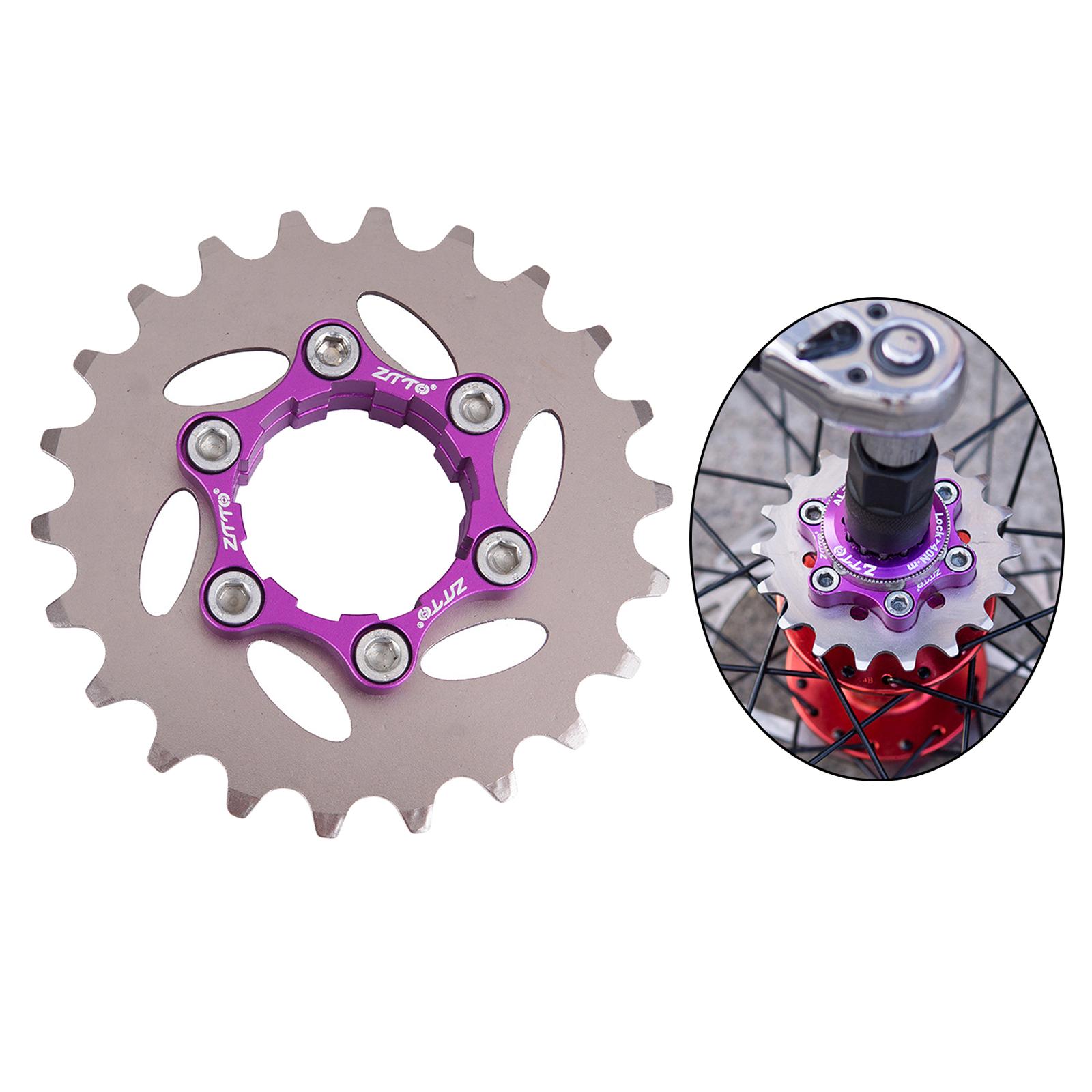 Bicycle Single Cassette Cog with Lockring, Spacers set MTB Fixed Gear Adapter 17-32T Hub Refit Parts - 22T
