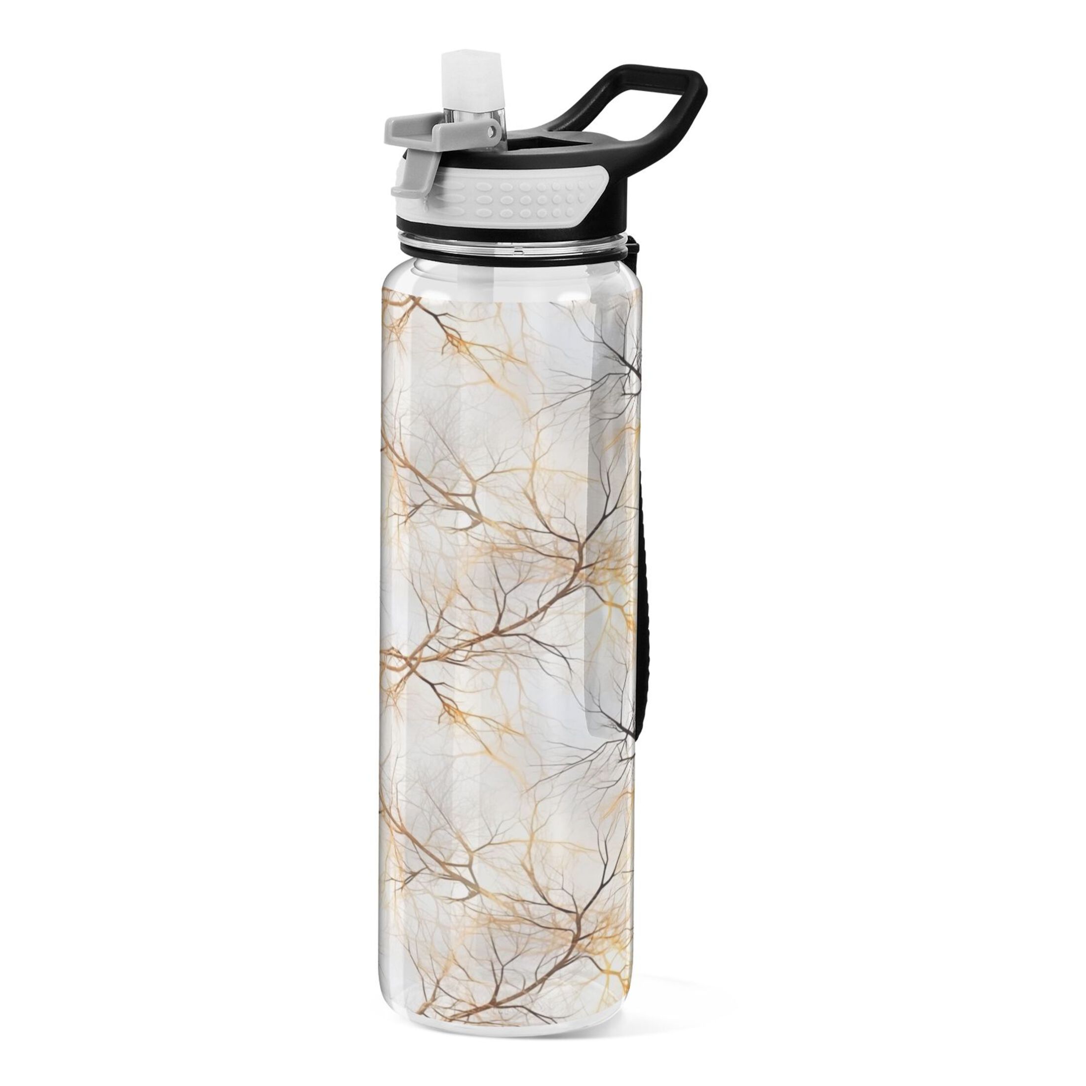 Trees Branch 32oz Water Bottles with Straw Tritan Leakproof Sports Bottle BPA Free Clear for Fitness Gym Swimming Cycling