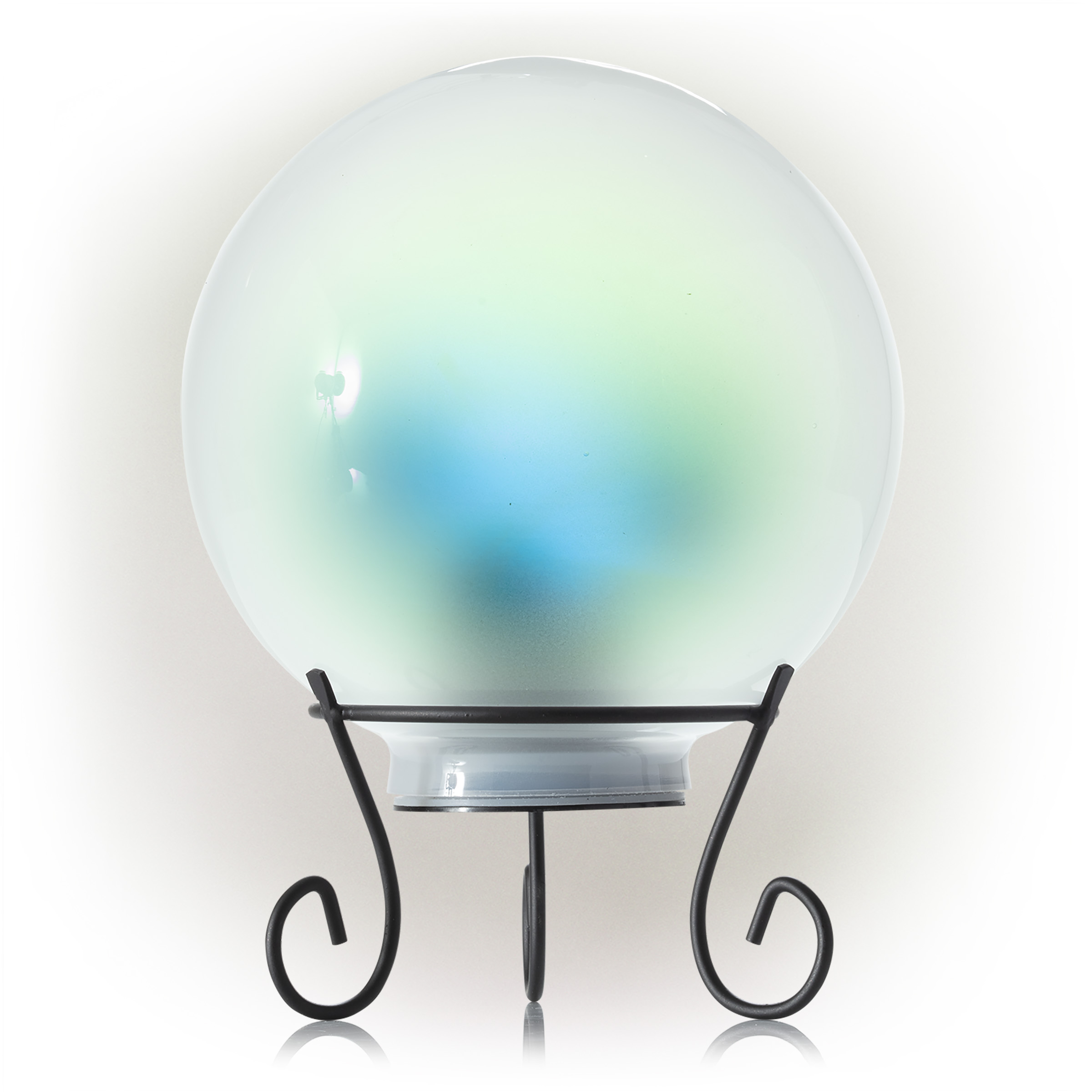 Alpine Corporation White Gazing Globe with LED Lights, 10 Inch Tall