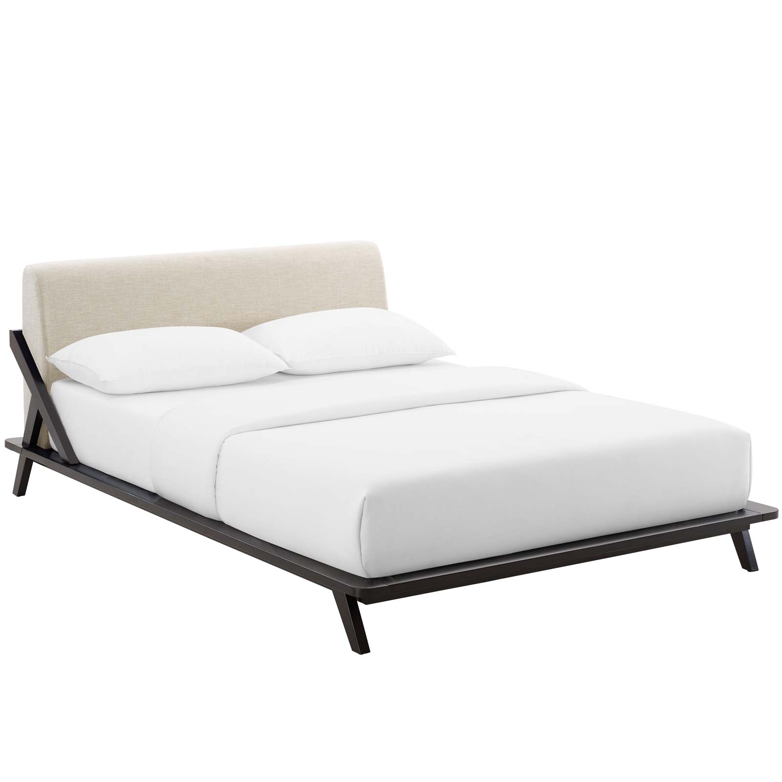 Modway Luella Queen Upholstered Fabric Platform Bed in Cappuccino Beige