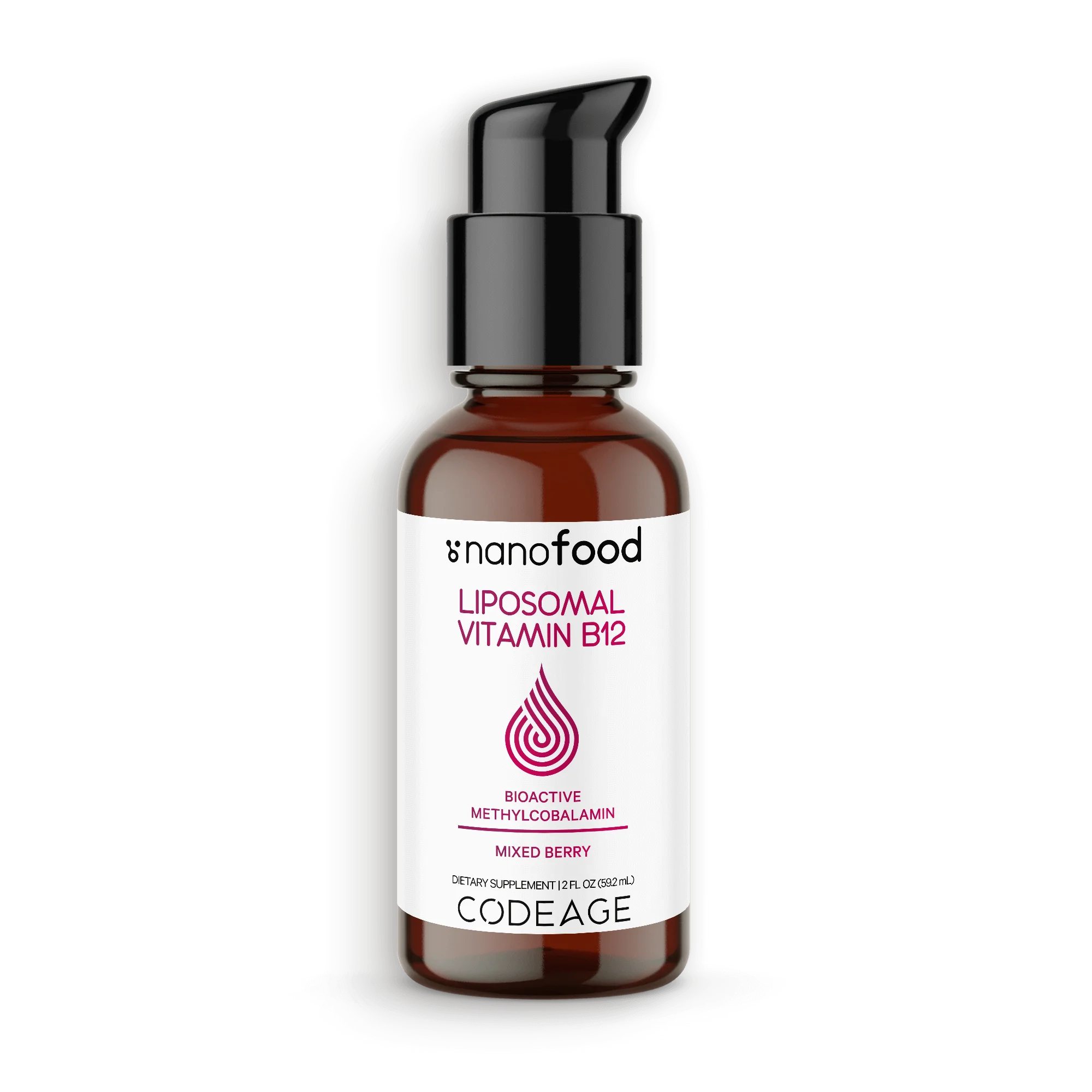 Codeage Nanofood Liposomal Vitamin B12 Liquid Supplement, Vegan Methylcobalamin B12 Vitamin Drops, 2 fl oz