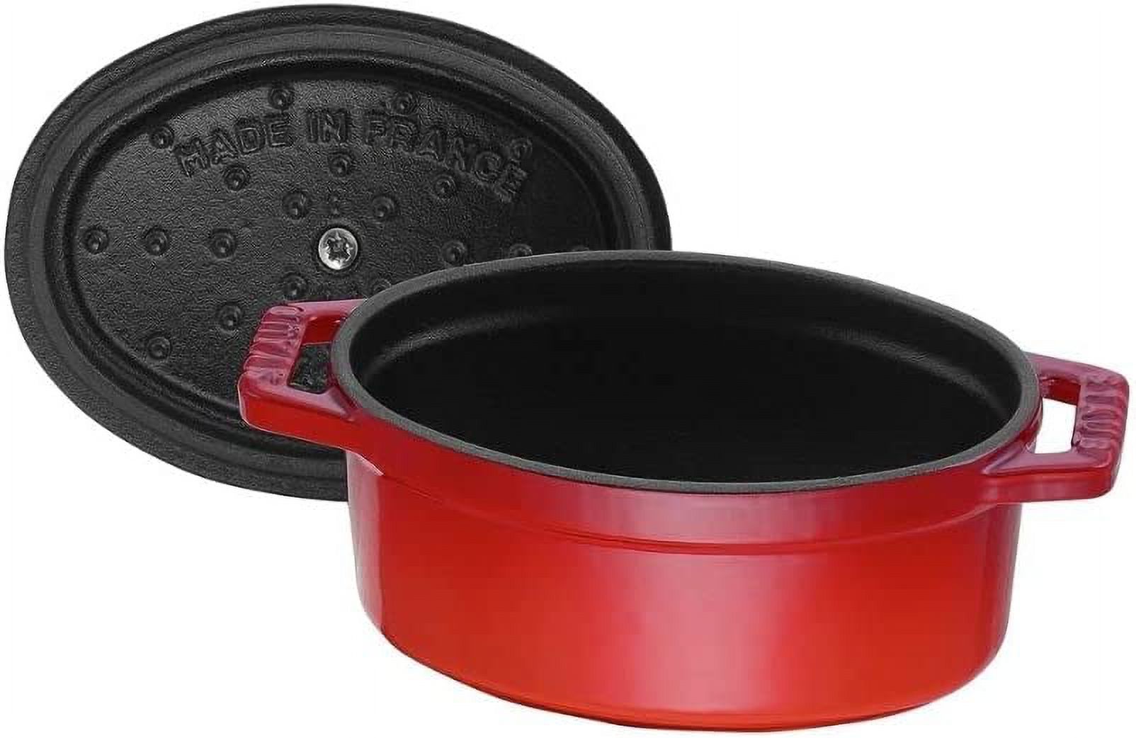 YINCHEN 40509-807 Mini Pico Cocotte Oval Cherry, 4.3 inches (11 cm), Small, Double Handed, Enameled Pot, La Cocotte Oval