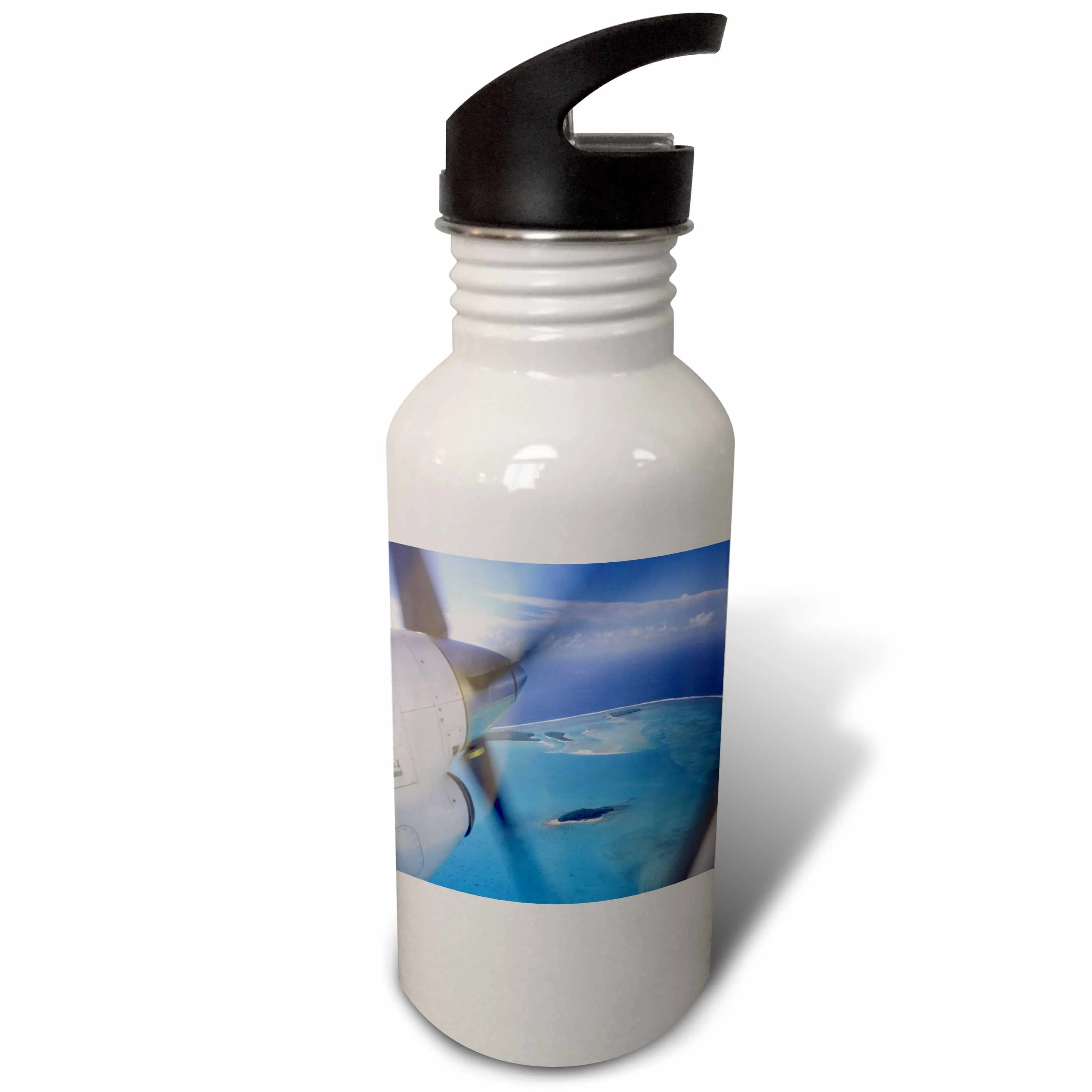 3dRose Prop airplane, Aitutaki, Cook Islands - OC14 DPB0067 - Douglas Peebles, Sports Water Bottle, 21oz