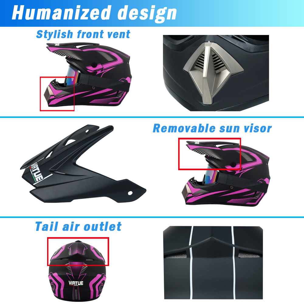 Motocross Helmet,Outdoor adult Full Face MTB Helmet Set Motorcycle Crash Helmet for Downhill Off-Road Dirt Bike Motorbike