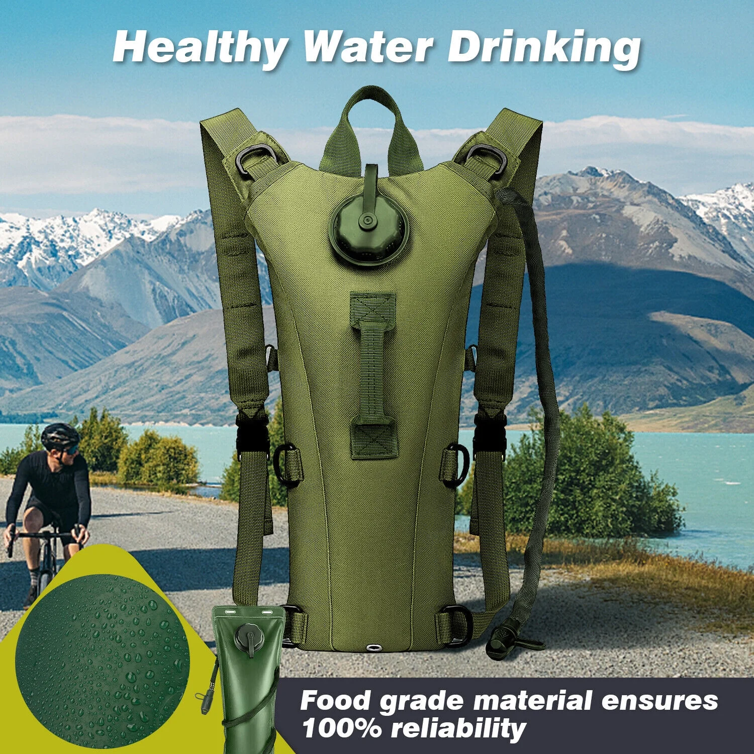 Hydration Pack Backpack with 3L Bladder,Tactical Water Bag Hiking, Biking, USA