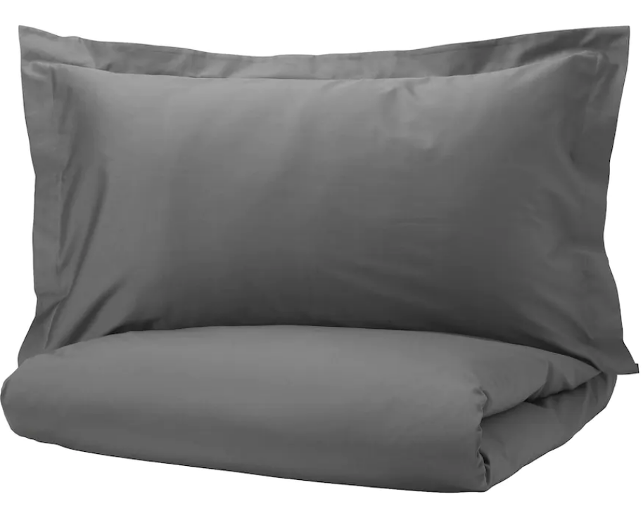 LUKTJASMIN Duvet cover and pillowcase(s) dark gray Full/Queen (Double/Queen)