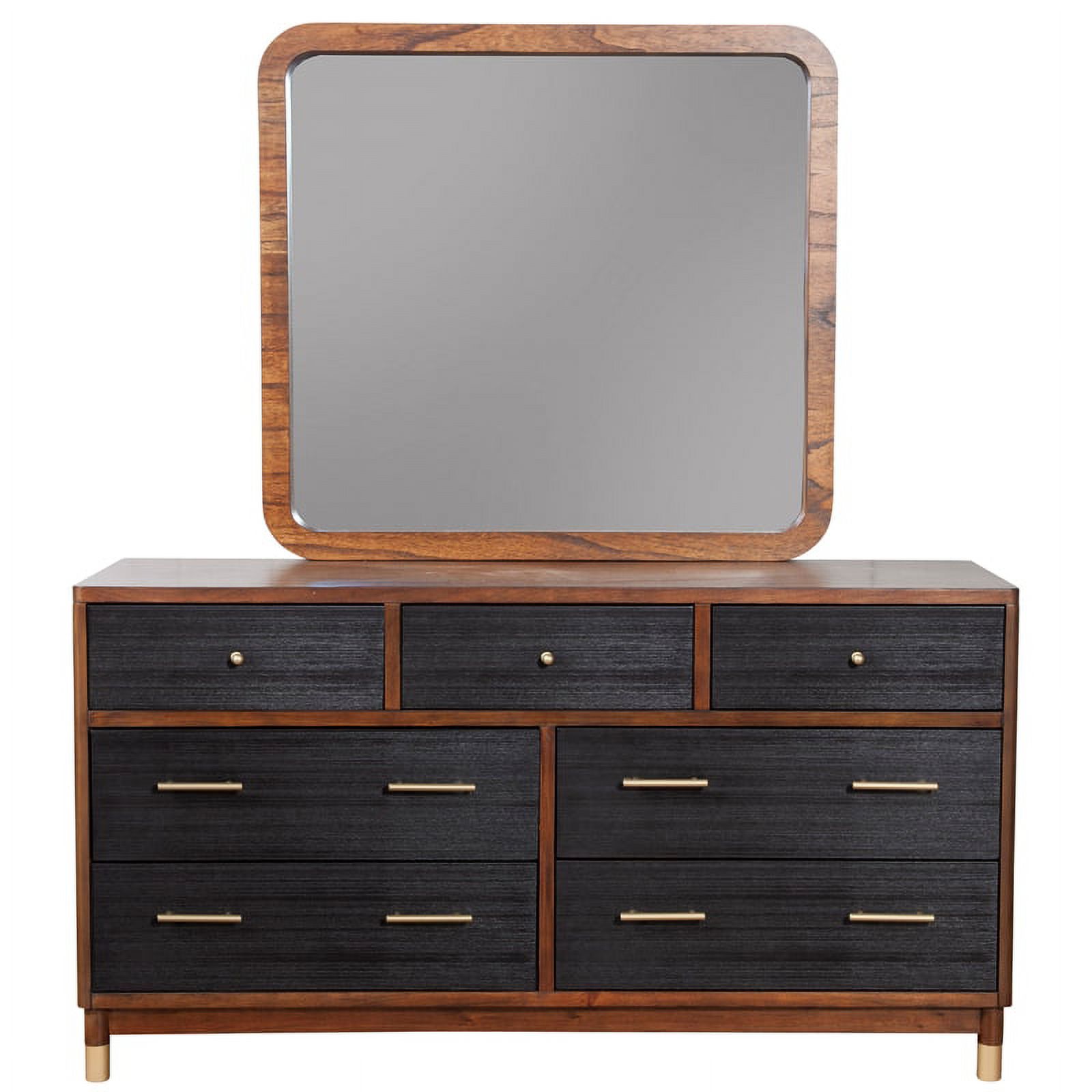 Home Square 3-Piece Set with 7 Drawer Dresser & 2 Nightstands in Dark Walnut