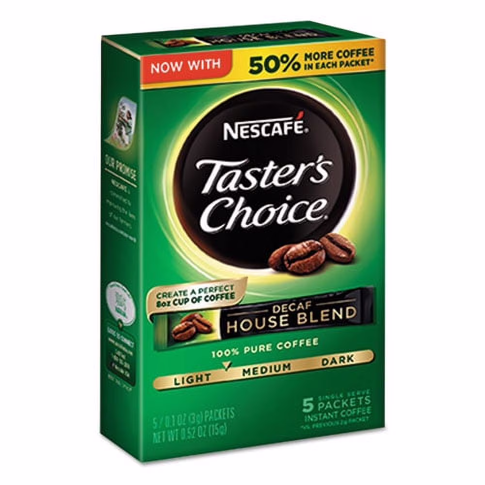 Nescafé Taster's Choice Decaf House Blend Instant Coffee, 0.1oz Stick, 5/Box, 12 Bx/Ctn