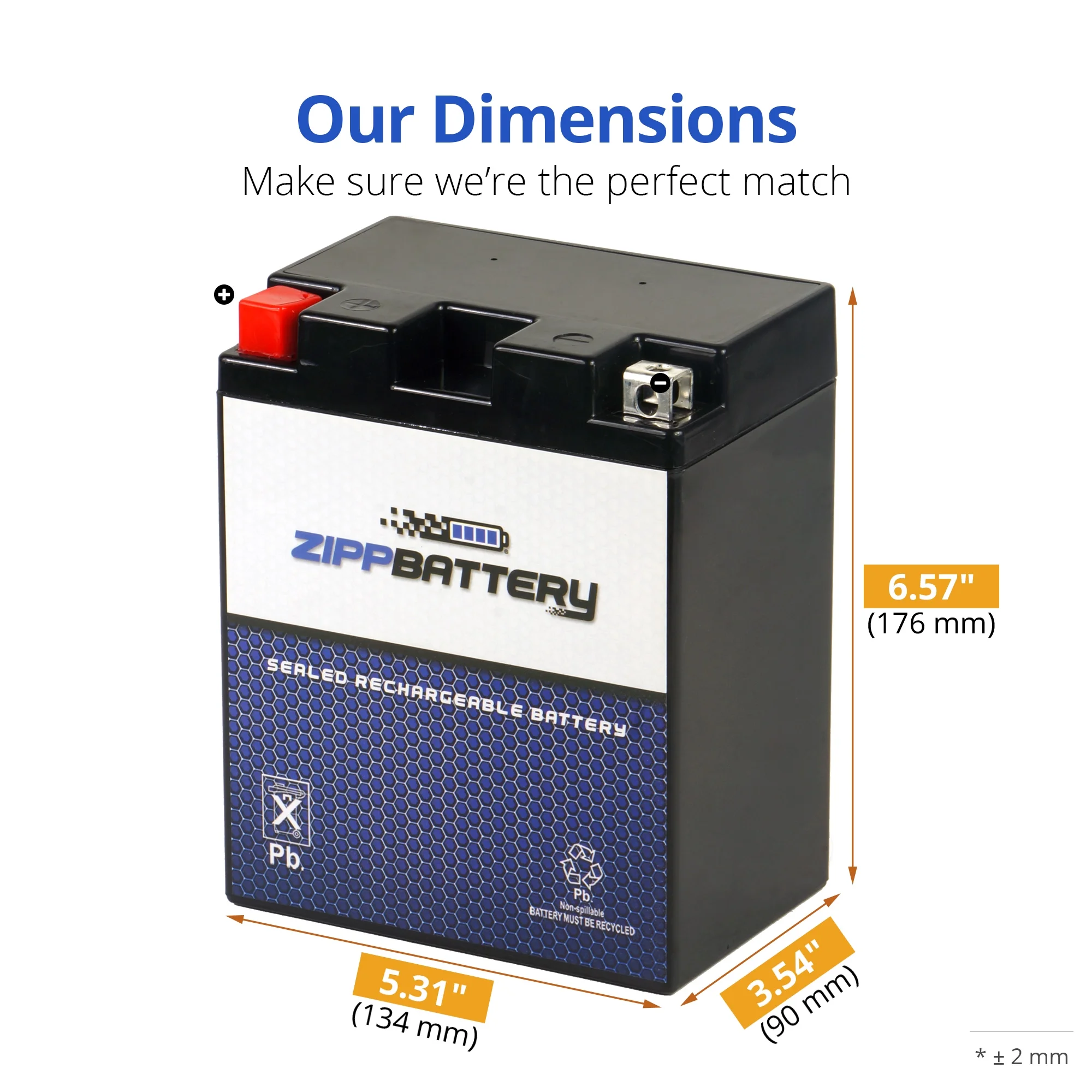 Zipp Battery YB14A-A2 (14A-A2 12 Volt,14 Ah, 190 CCA) Snowmobile Battery for Polaris All Electric Start Kits All Cc 94-'05