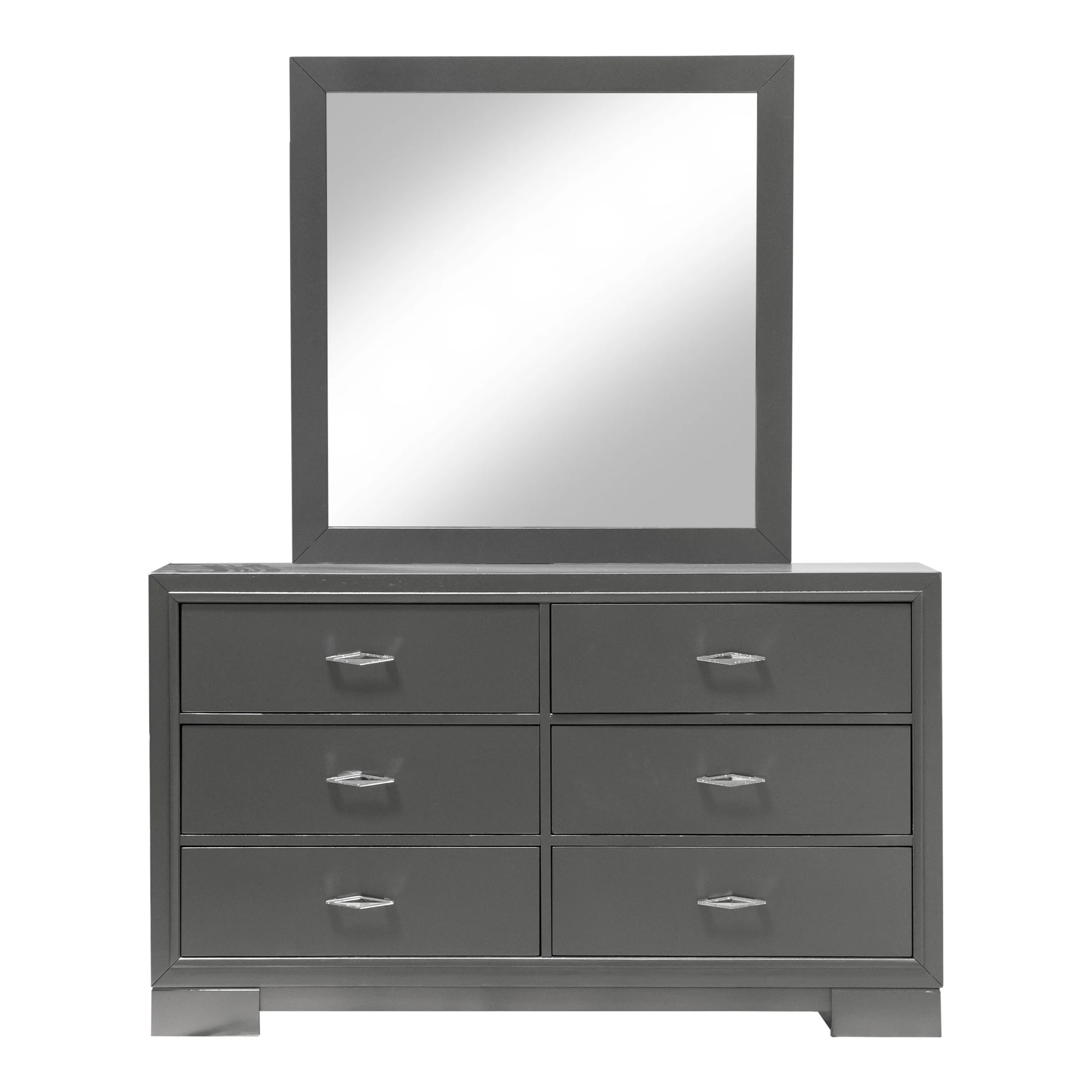 Furniture of America Willow Wood 6-Drawer Dresser with Mirror, Gray