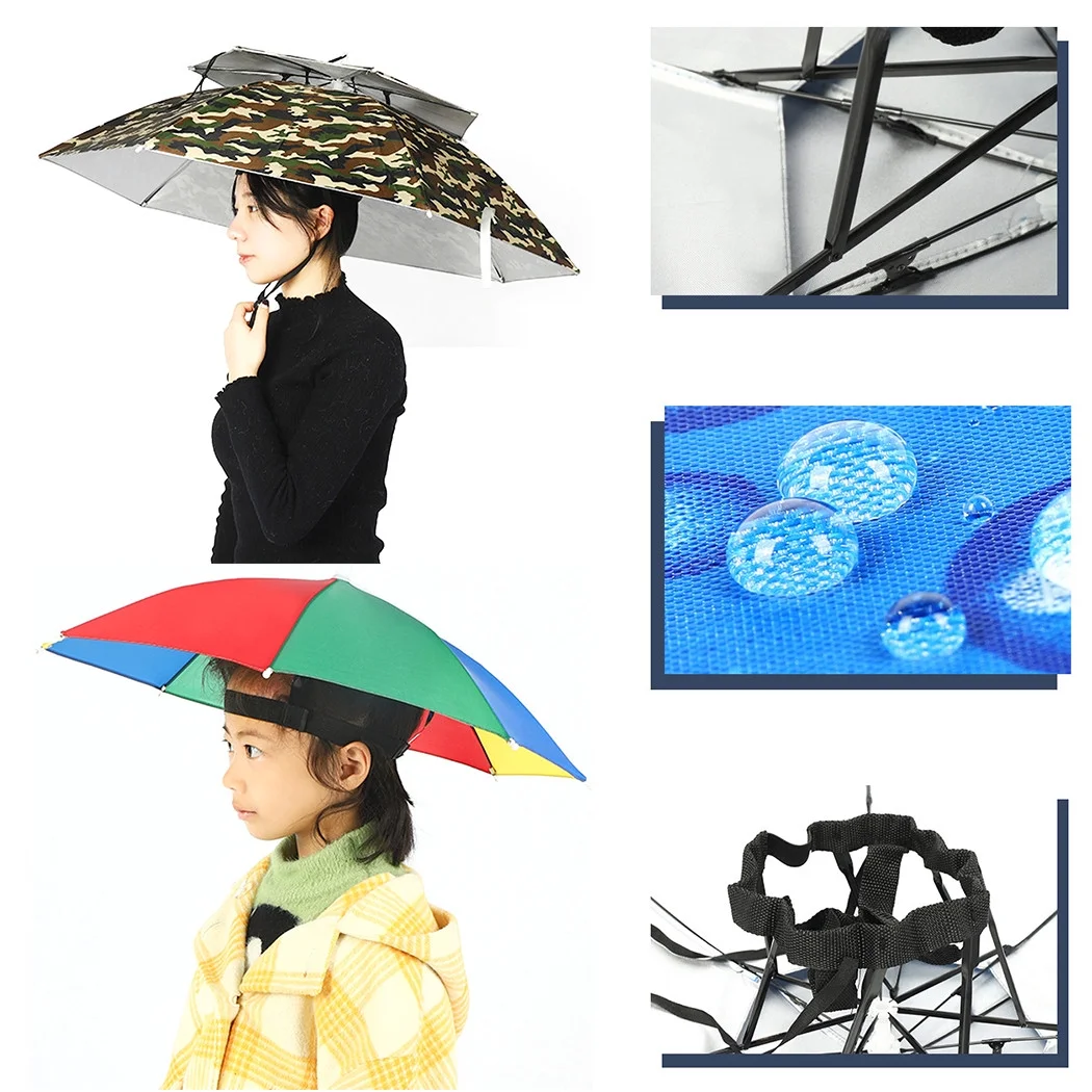 Umbrella Hat Rain-proof Unisex Folding Windproof Fishing Umbrella Head Umbrella