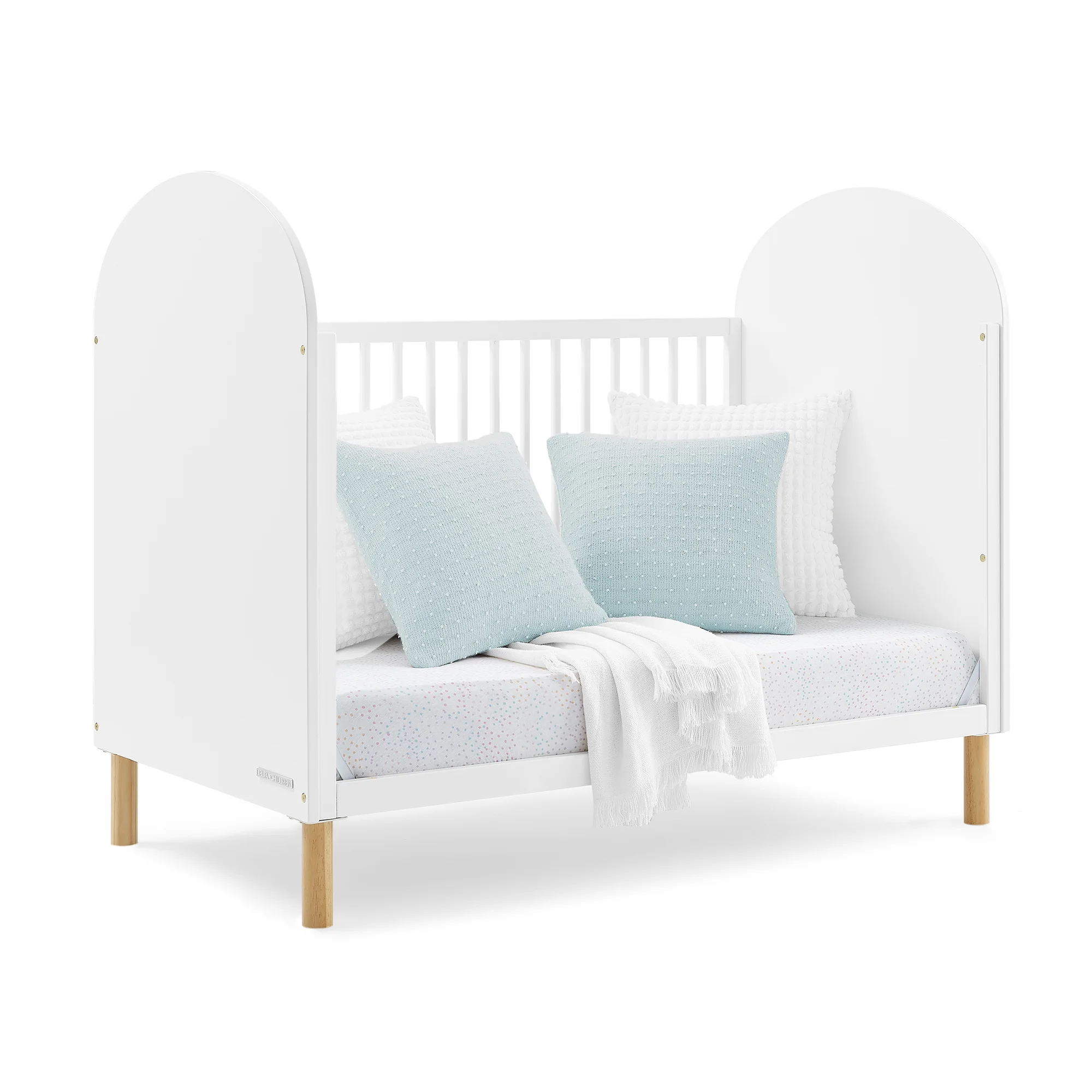 Delta Children Reese 4-in-1 Convertible Crib - Greenguard Gold Certified, Bianca White/Natural