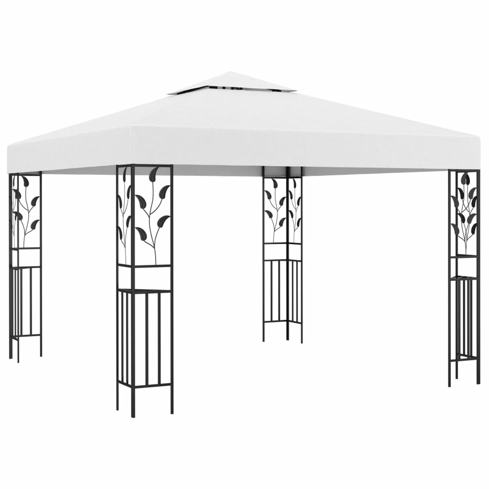 Dcenta Party Tent Outdoor Gazebo Canopy Sun Shade Shelter Steel Frame White for Patio, Wedding, BBQ, Camping, Festival Events 118.1 x 118.1 x 98.4 Inches (L x W x H)