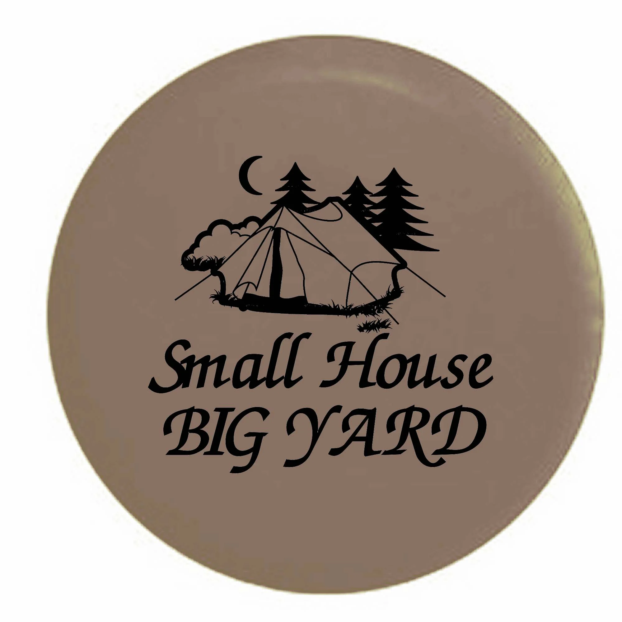 Small House Big Yard Camping Outdoors Tent Trailer Spare Tire Cover Vinyl Tan-BlackInk 27.5 in