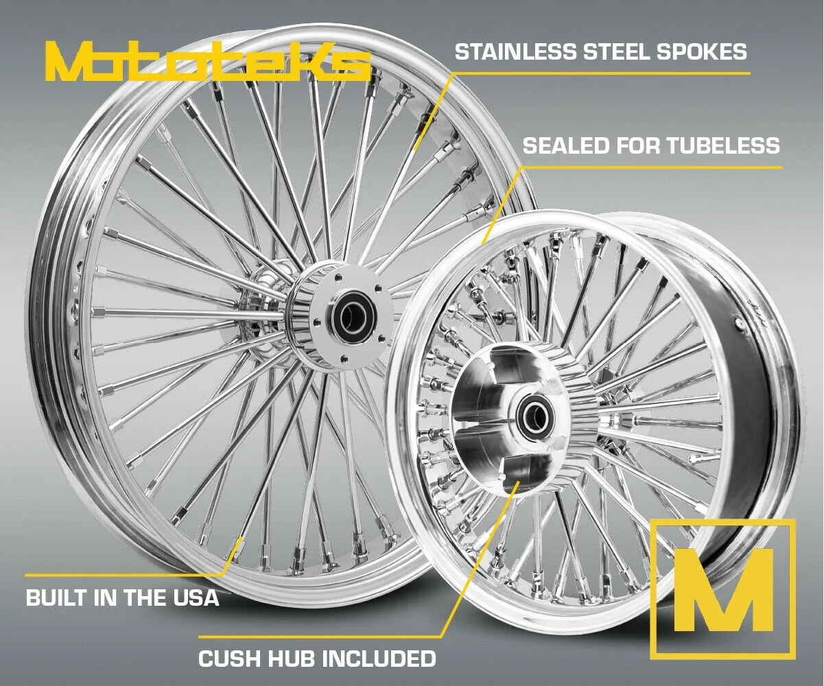 FAT SPOKE WHEEL 21X3.5 & 18X5.5 40 FAT CUSH HARLEY TOURING BAGGER 2009 & ABOVE