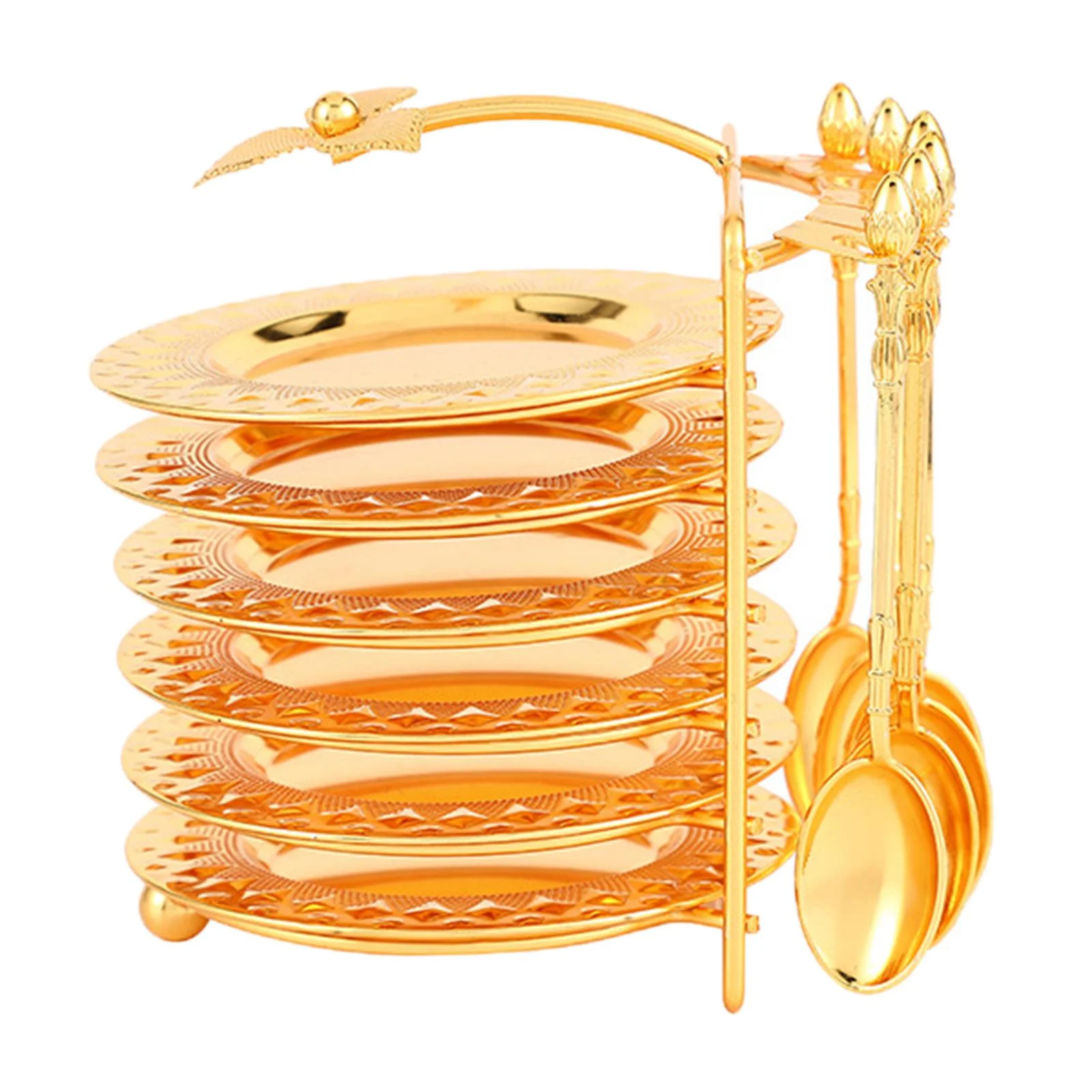 Classical Dinnerware Set Plate Holder Reusable Appetizer Plate Serving Dishes Golden Storage