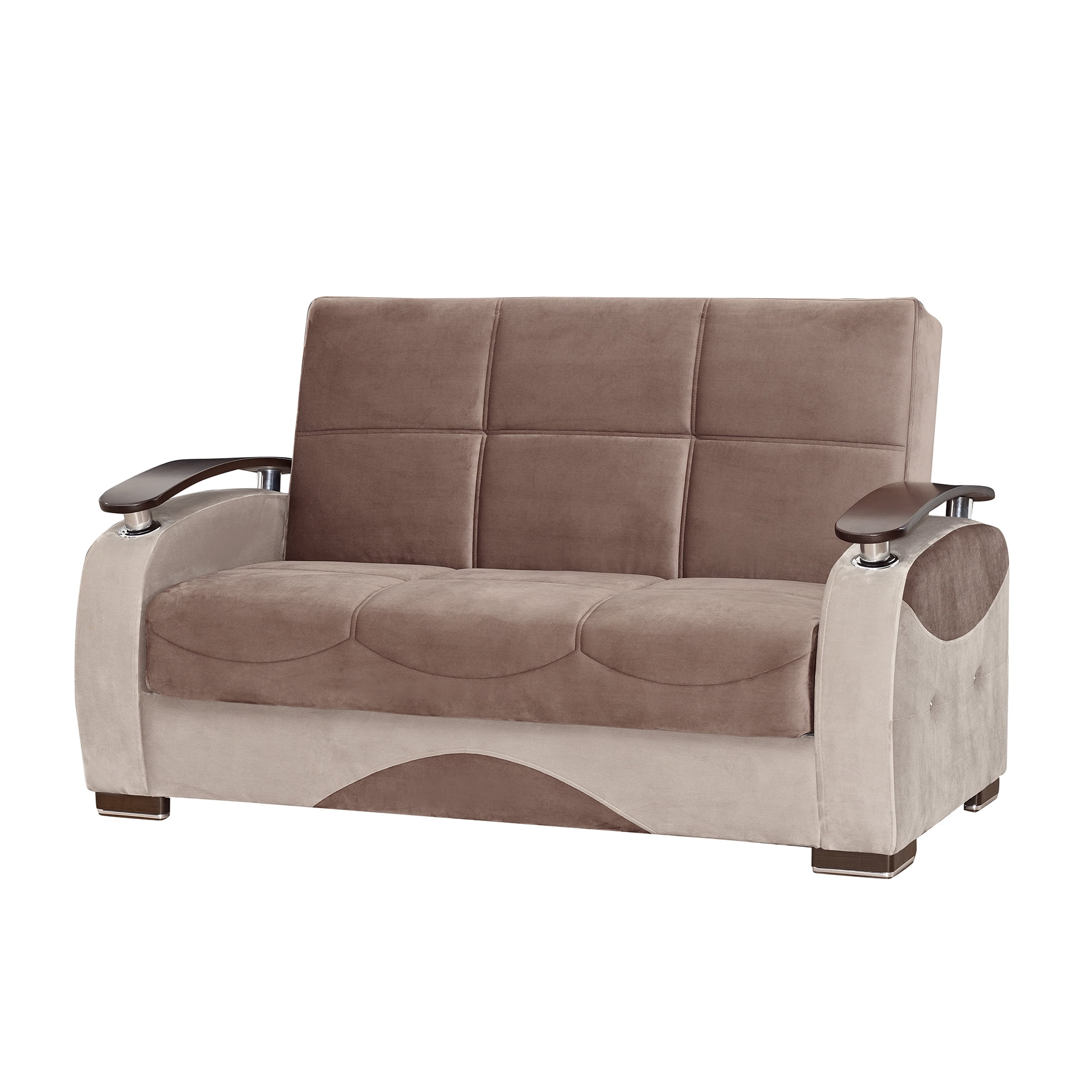 Ottomanson Radiance Sleeper Loveseat, Brown Microfiber