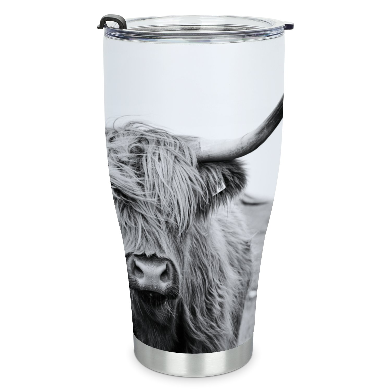 Hidove Stainless Steel Tumbler, Highland Cattle Closeup 30oz Leak Proof & Stainless Steel Bottle for Hot & Cold Drinks - Coffee Travel Mug, Water Metal Canteen, Thermal Cup