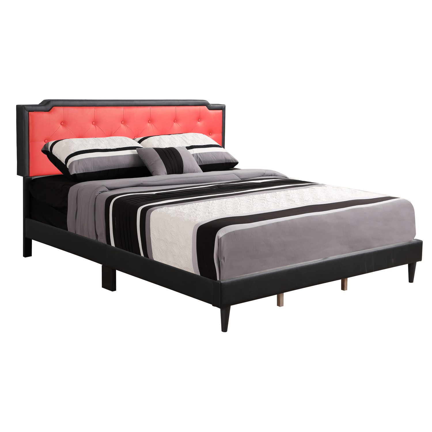 Glory Furniture Deb Velvet Upholstered King Bed in Black