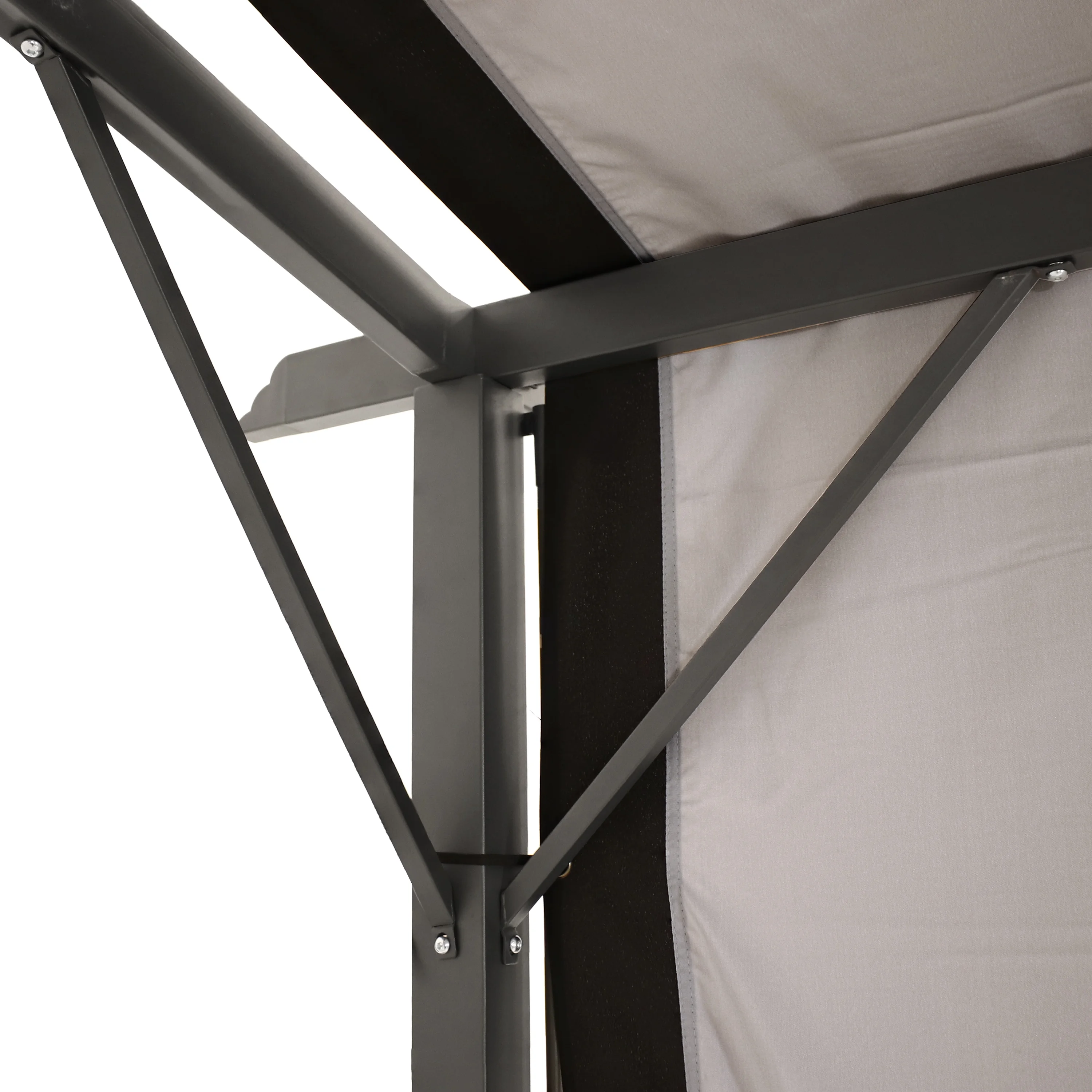 Sunnydaze 9' x12' Metal Arched Pergola with Retractable Canopy - Gray