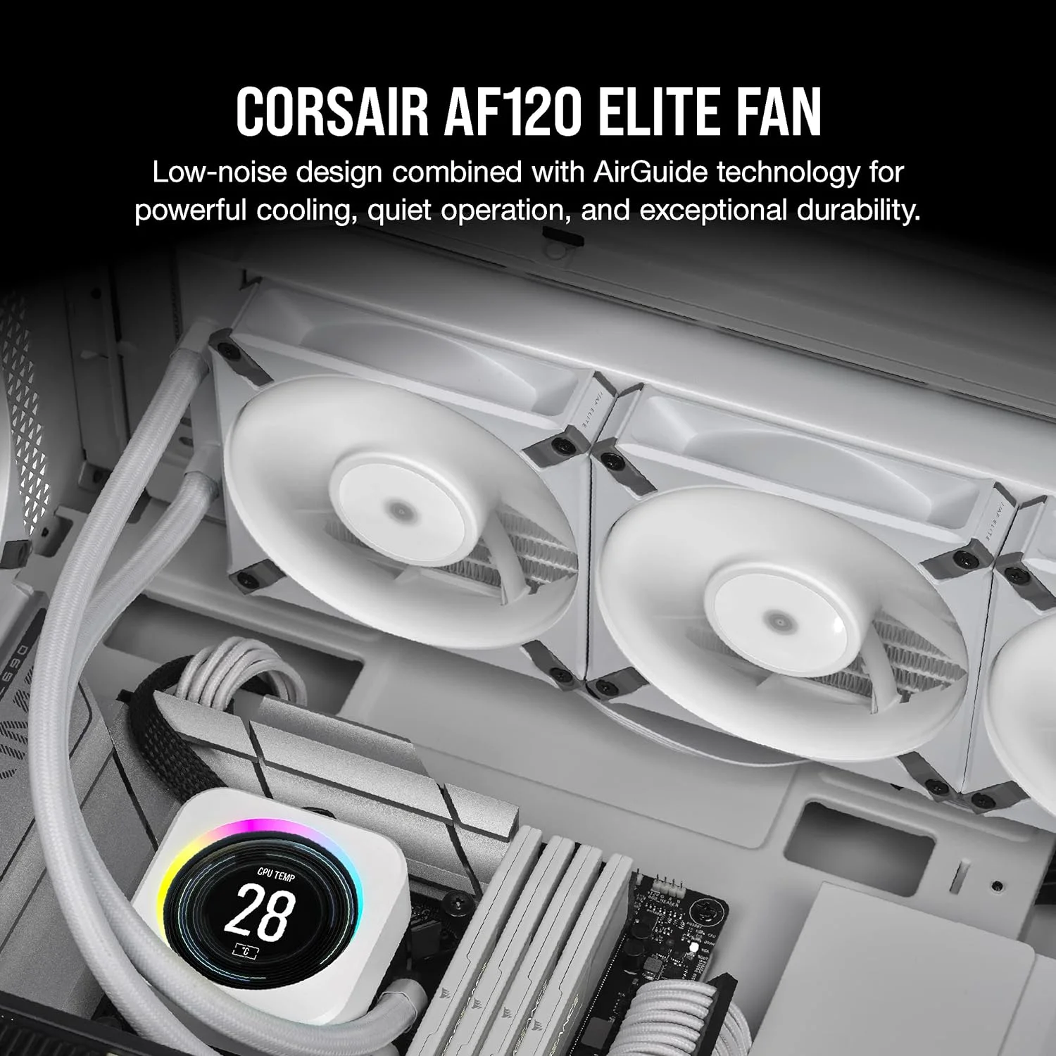 Corsair AF120 Elite, High-Performance 120mm PWM Fluid Dyna Bearing Fan with AirGuide Technology (Low-Noise, Zero RPM
