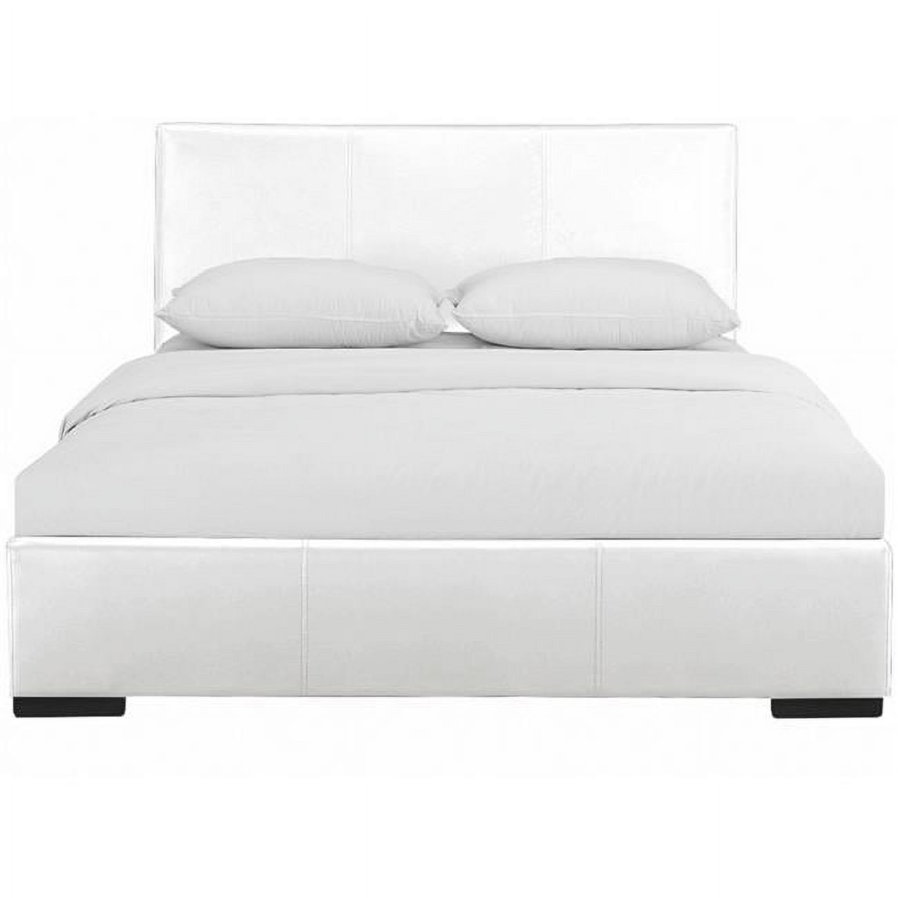 Upholstered Platform Bed, White - Twin Size