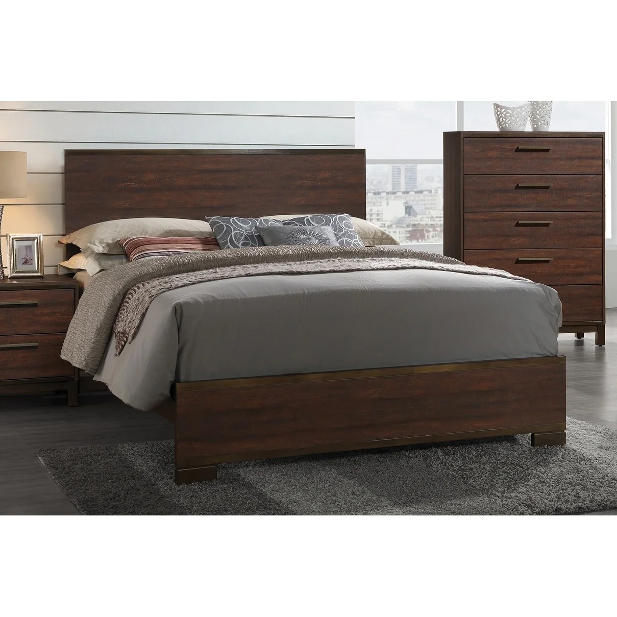 Coaster  Furniture Edmonton Rustic Tobacco Panel Bed King Transitional, Modern & Contemporary