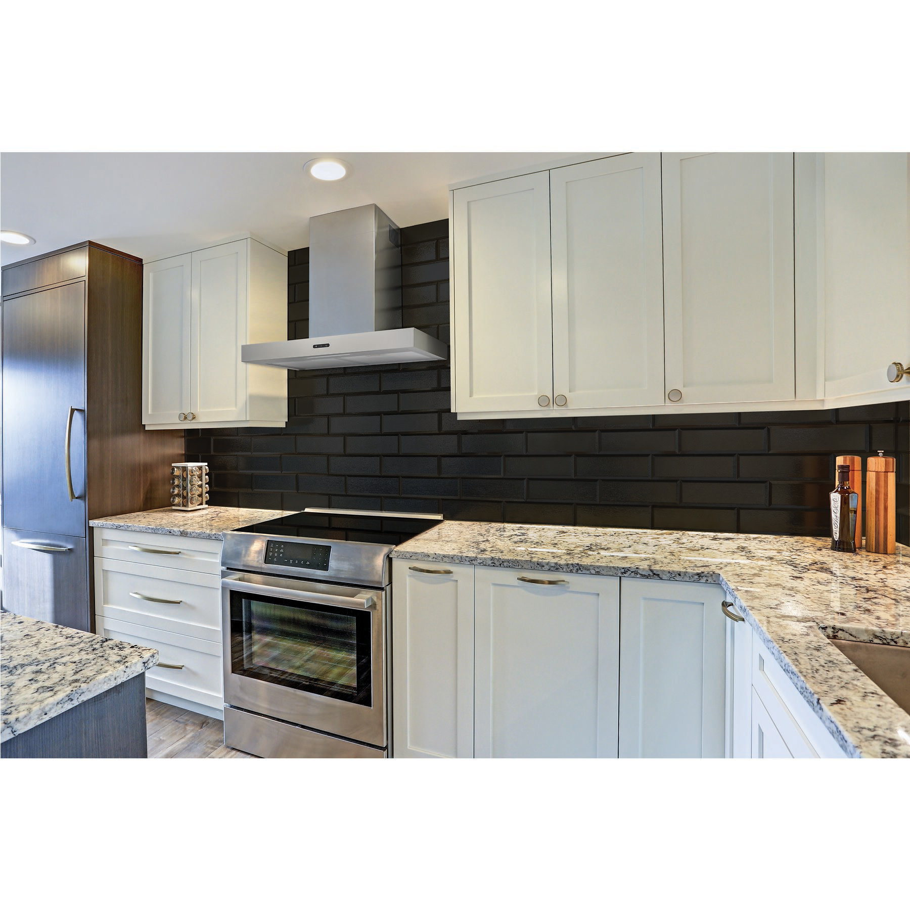 BROAN EW4336BLS Broan(R) Elite EW43 Series 36-Inch Convertible T-Style Wall Mount Chimney Range Hood, 460 Max Blower CFM, Black Stainless