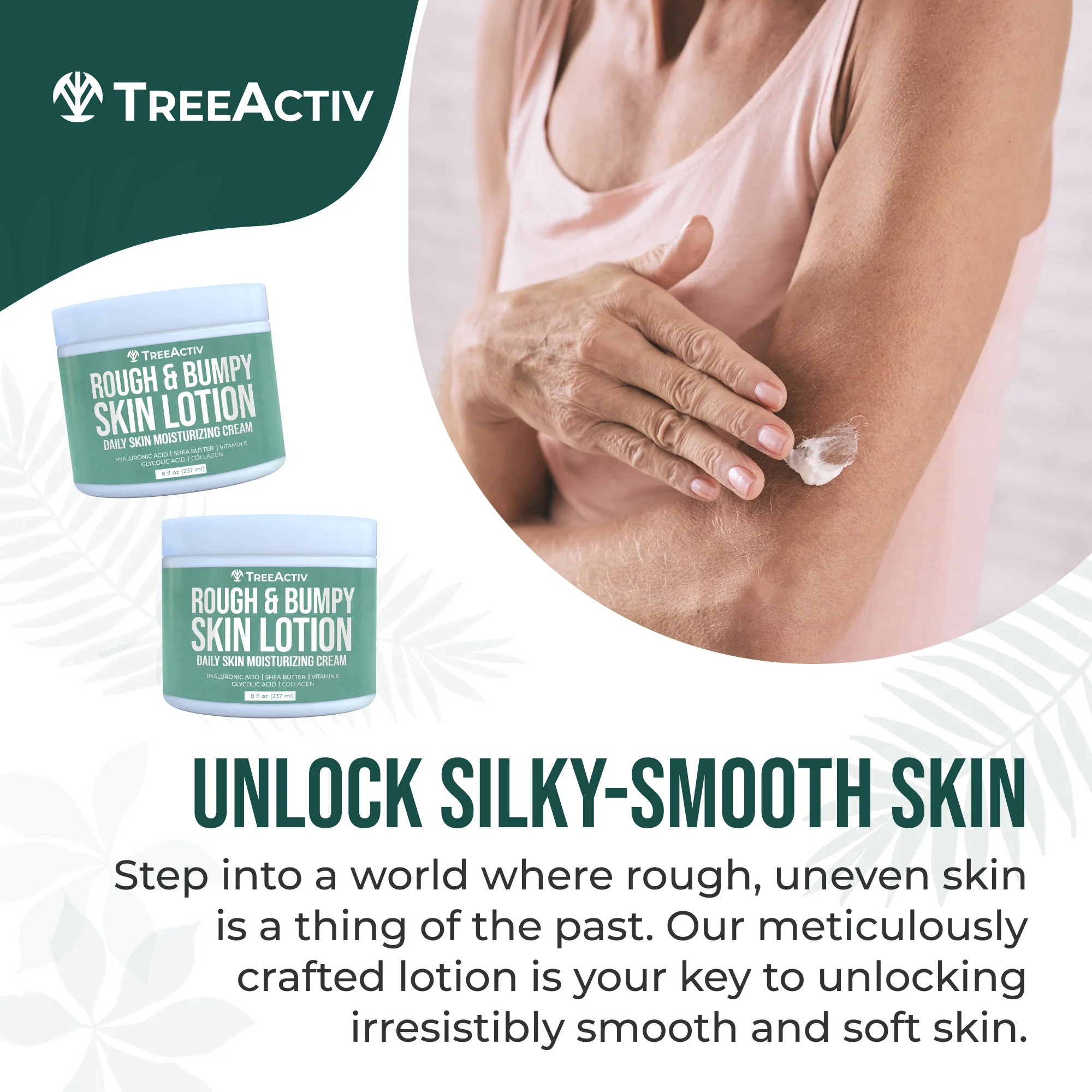 TreeActiv Rough and Bumpy Skin Lotion 8 fl oz, Hyaluronic Acid, Shea Butter & Vitamin E