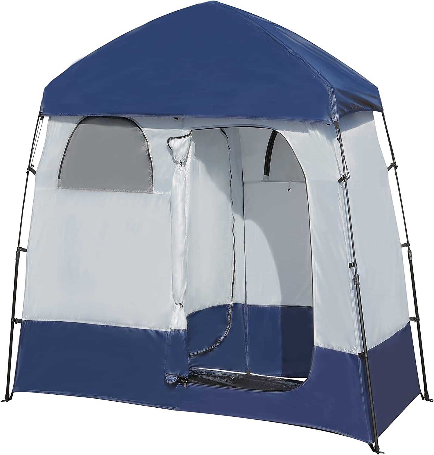 Camping Shower Tent Oversize Space Privacy Tent Portable Outdoor Shower Tents for Camping with Floor Changing Tent Dressing Room Easy Set Up Shower Privacy Shelter 2 Rooms Toilet Tent